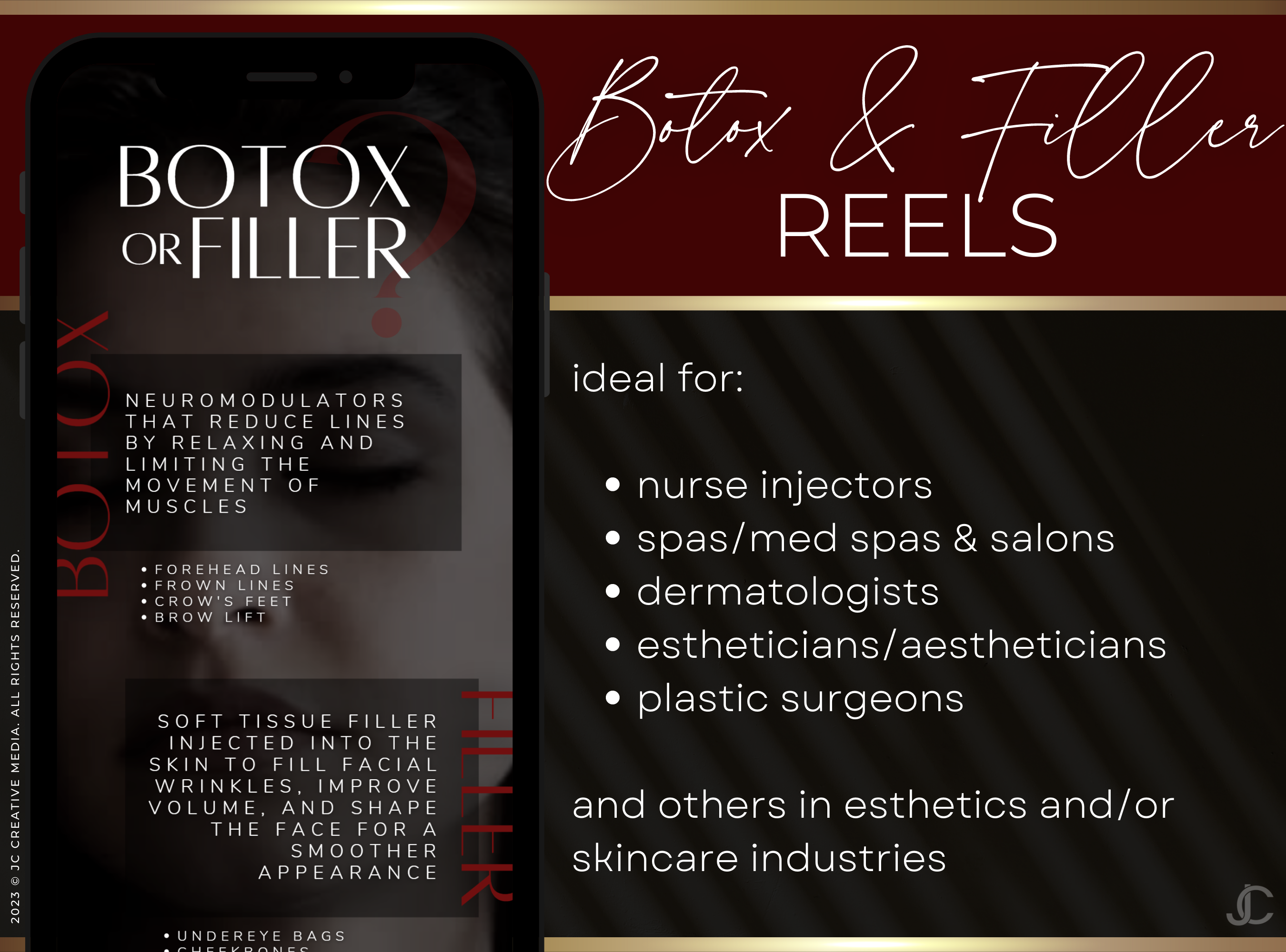 21 Nurse Injector Botox & Filler Marketing Reels Posts (Canva Video Templates) | Aesthete Collection™ Vogue Edition