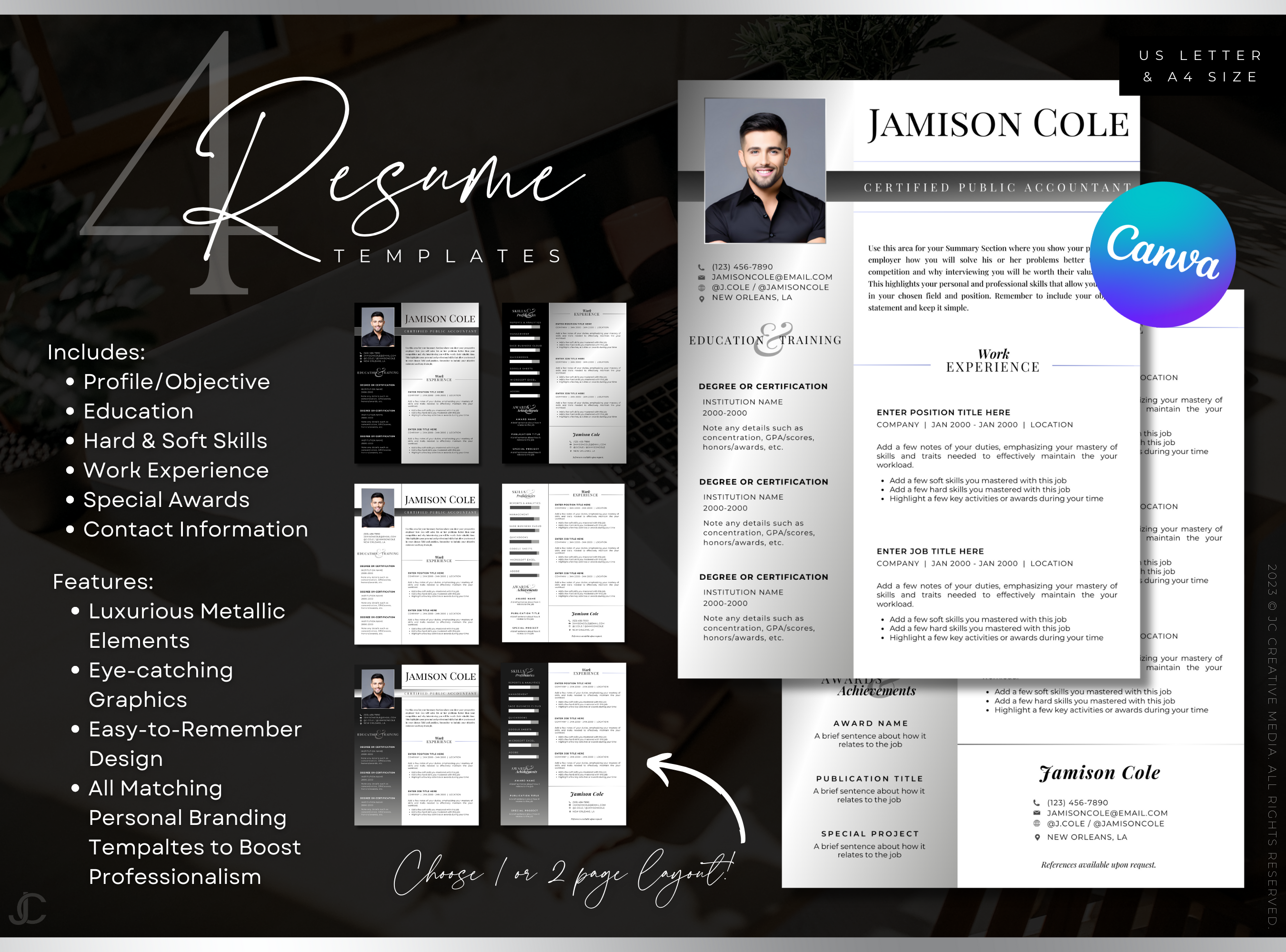 Designer Resume™ Suite (Canva Templates) | Pro Collection™ Sterling Edition