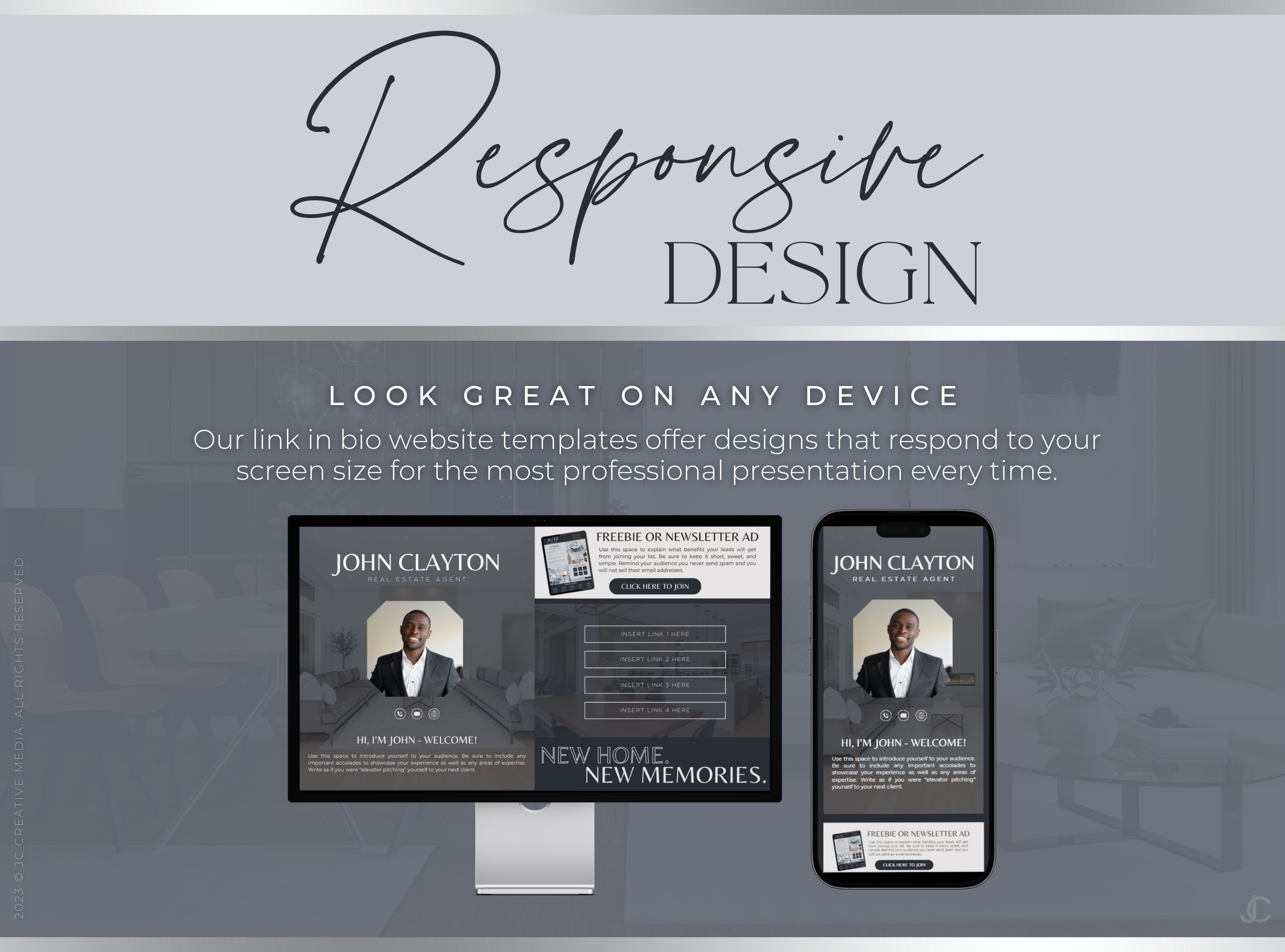 Realtor Link In Bio Canva Website Template | Estate Collection™ Midnight Edition