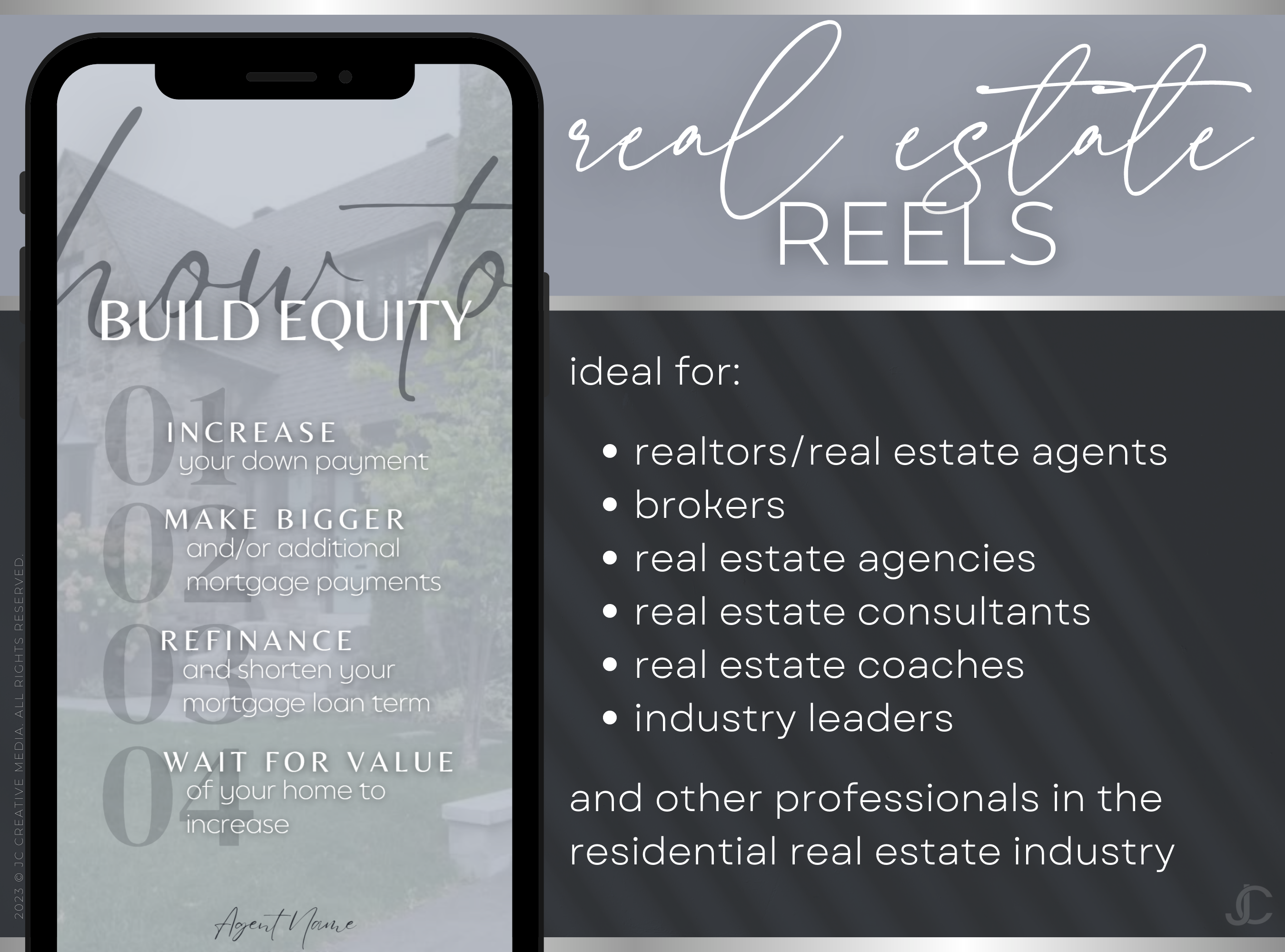 21 Real Estate Marketing Reels Posts: VOL. 2 (Canva Video Templates) | Estate Collection™ Midnight Edition