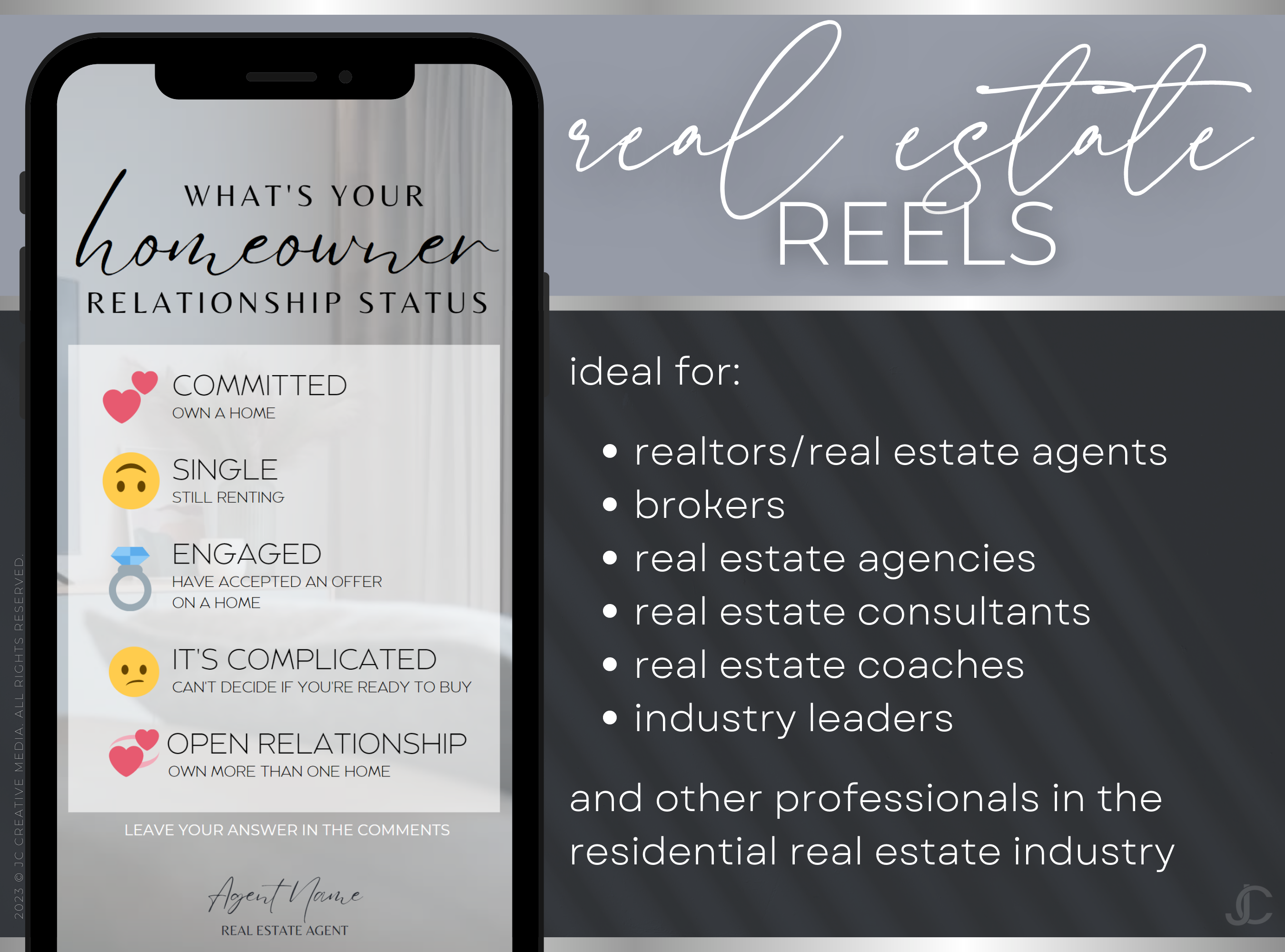 21 Real Estate Marketing Reels Posts: VOL. 1 (Canva Video Templates) | Estate Collection™ Midnight Edition