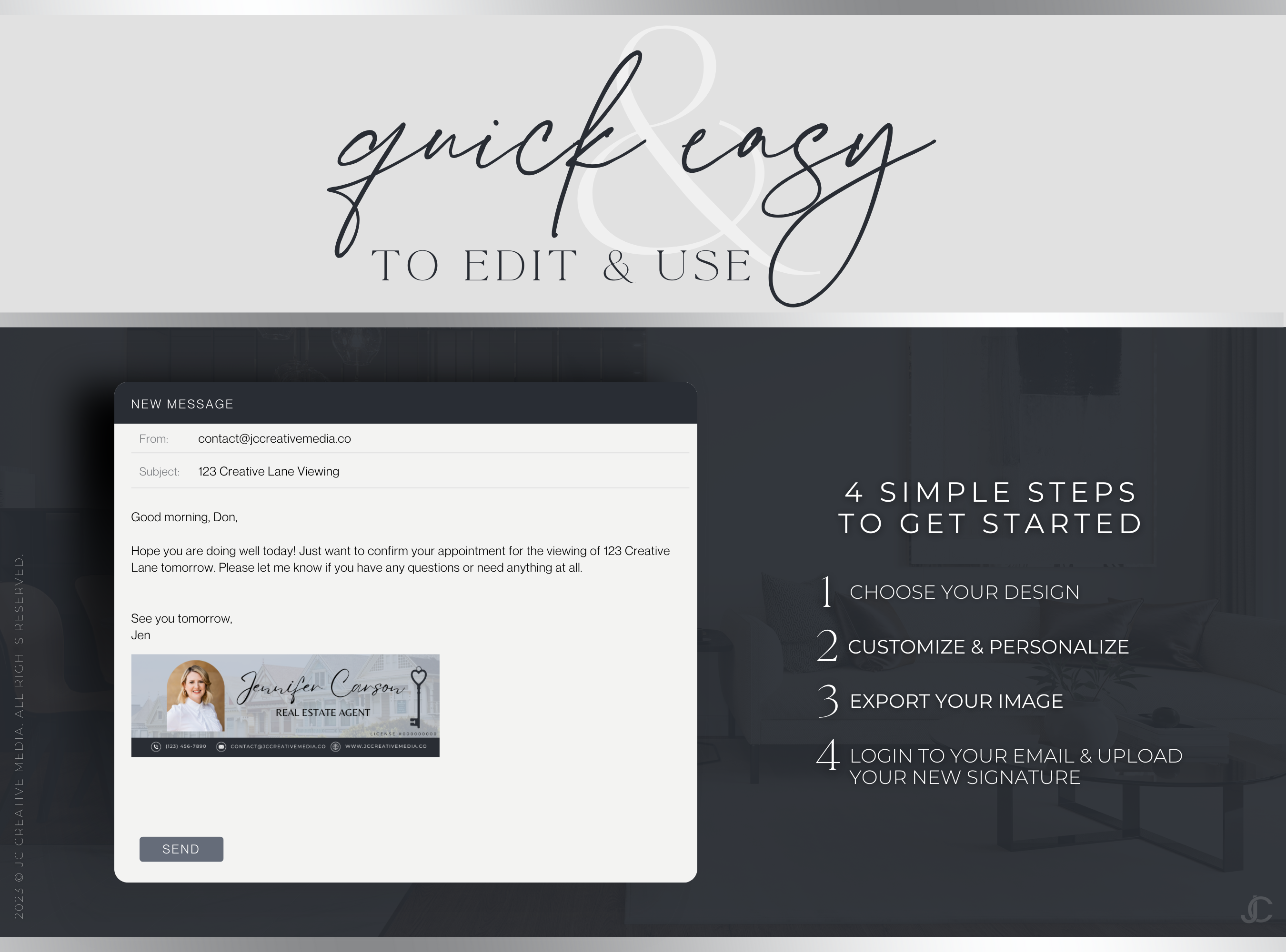 Realtor Email Signature Canva Templates | Estate Collection™ Midnight Edition