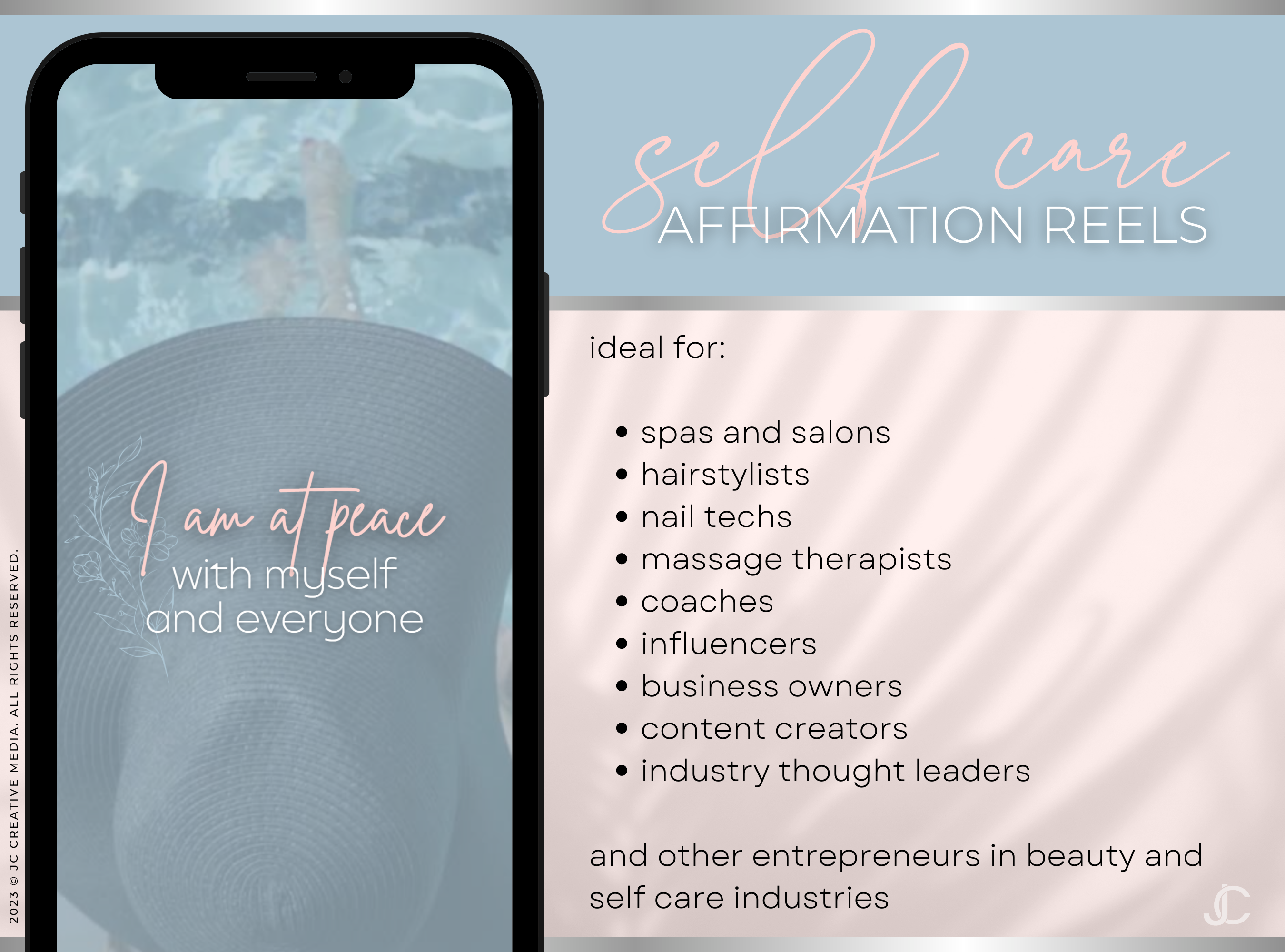 20 Self Care & Happiness Affirmation Reels Video Templates (Ready-to-Post) | Halcyon Collection™ Sky Edition