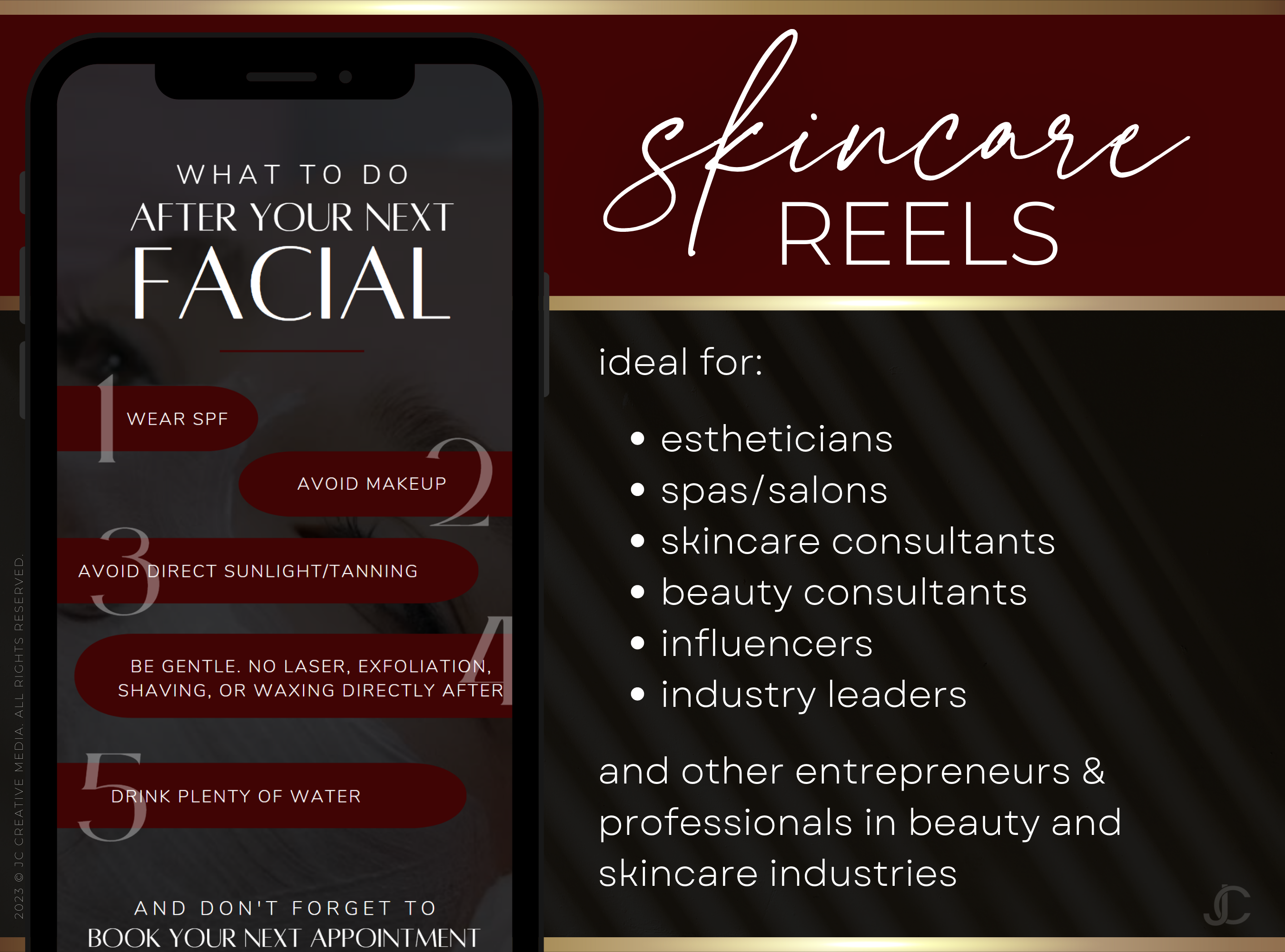 21 Spa/Esthetician Skincare Marketing Reels Posts (Canva Video Templates) | Aesthete Collection™ Vogue Edition