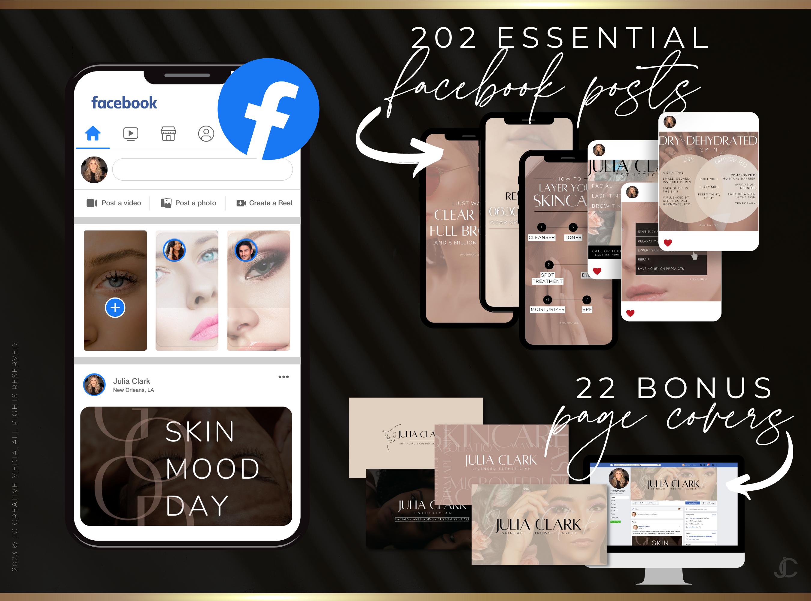 220+ Facebook Templates for Spas, Estheticians, Skincare, & Beauty Professionals | Aesthete Collection™ Rose Gold Edition