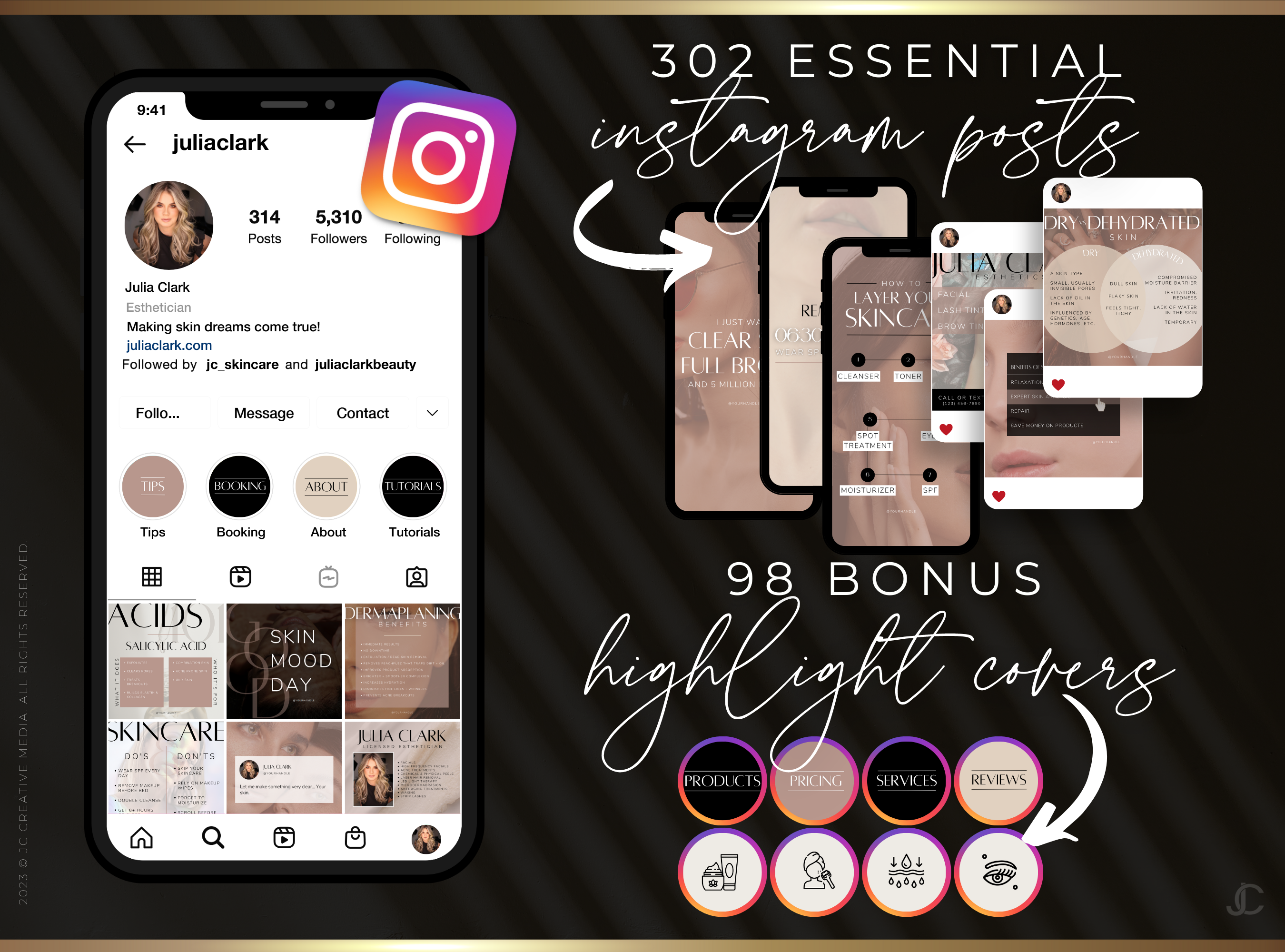 400 Instagram Templates for Spas, Estheticians, Skincare, & Beauty Professionals | Aesthete Collection™ Rose Gold Edition