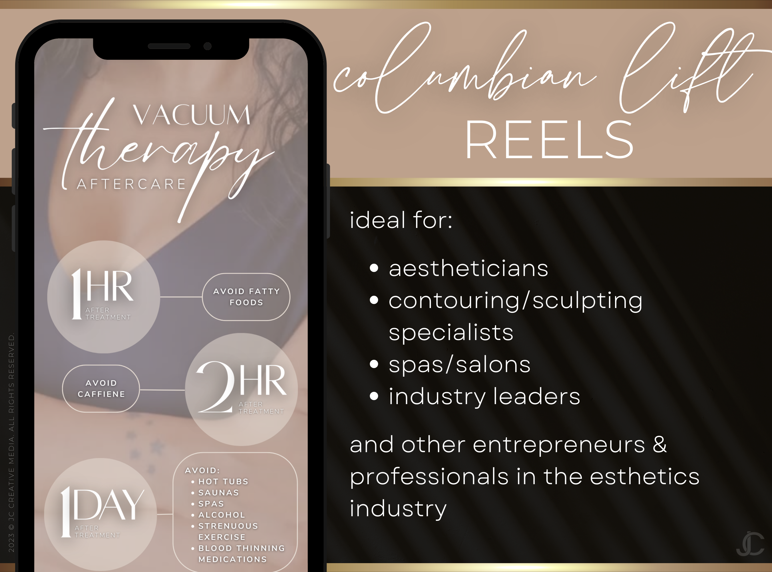 21 Vacuum Therapy BBL & Breast Lift Marketing Reels Posts for Spas & Specialists (Canva Video Templates) | Aesthete Collection™ Luxury Edition