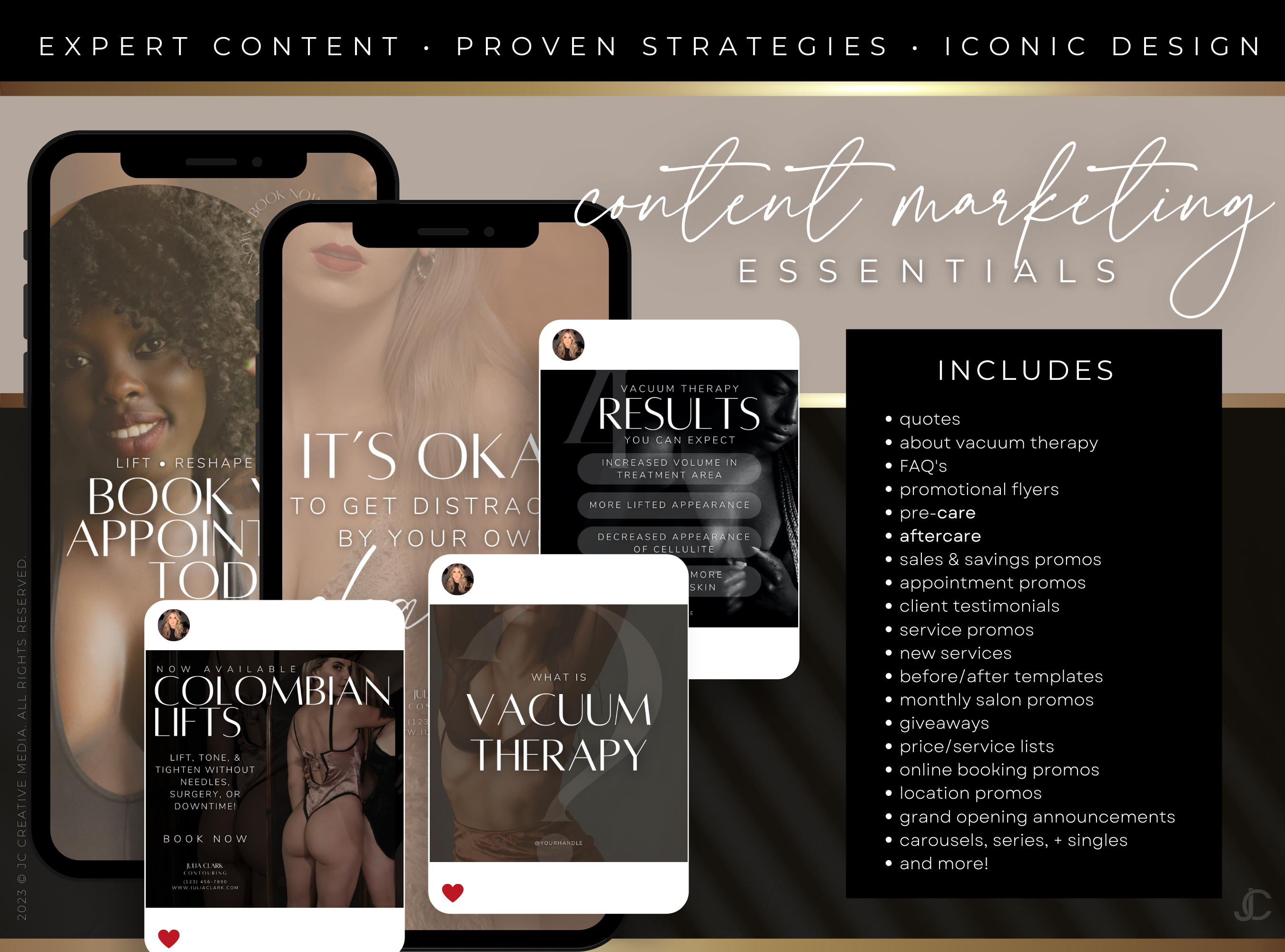 300+ Vacuum Therapy BBL & Breast Lift Social Media Canva Templates for Spa Marketing | Aesthete Collection™ Luxury Edition