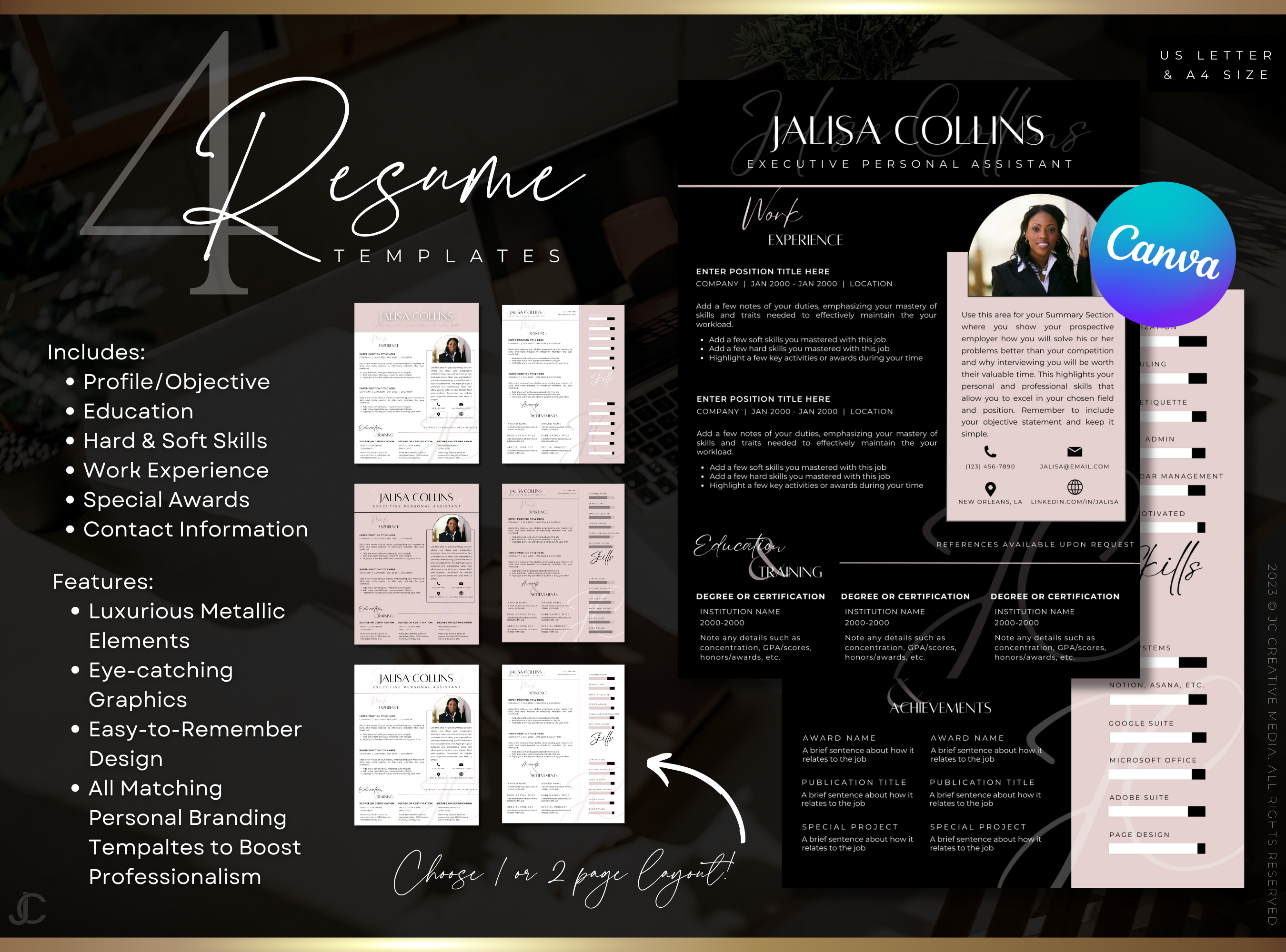 Designer Resume™ Suite (Canva Templates) | Elegance Collection™ Blush Edition