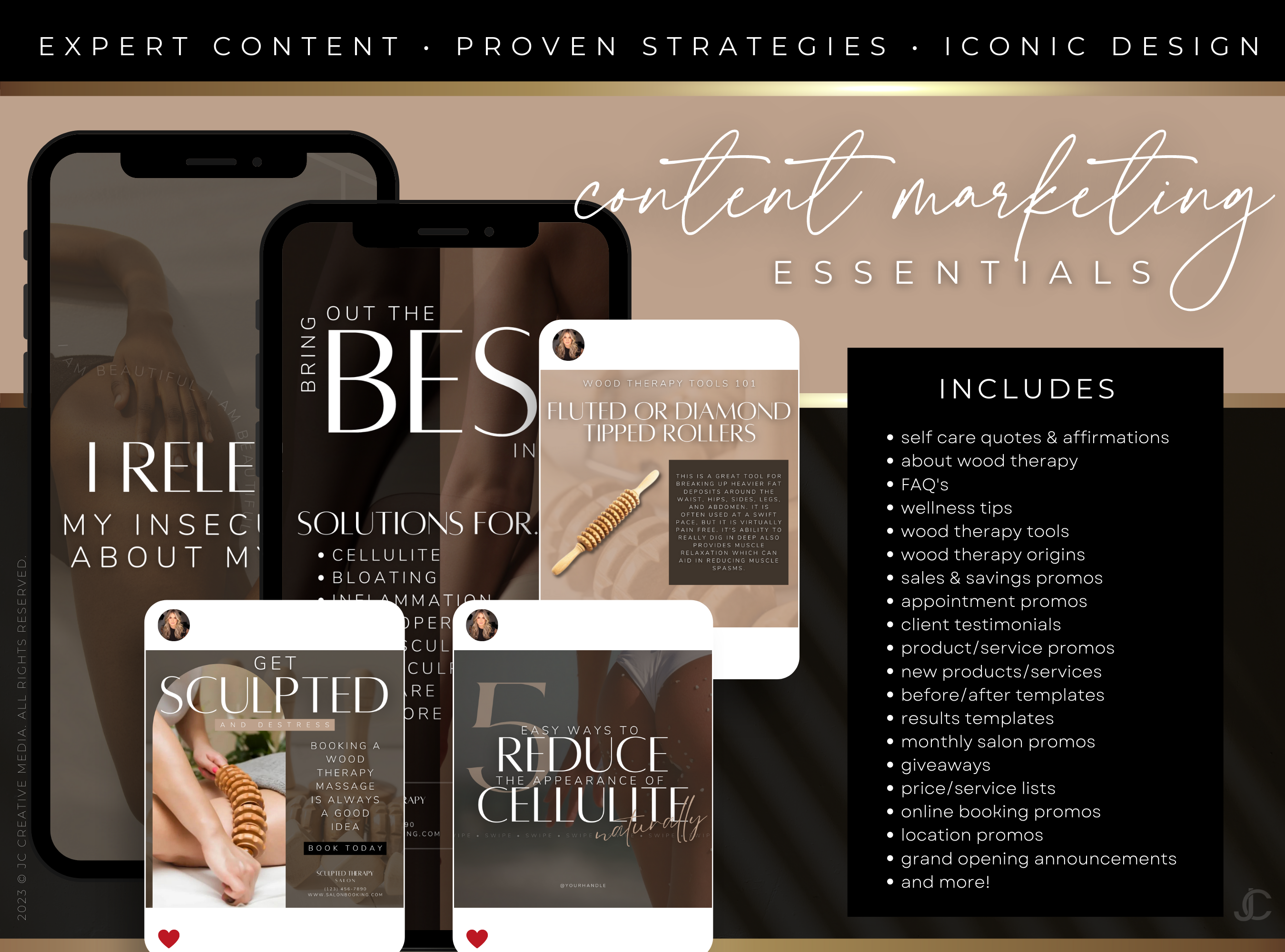 400+ Wood Therapy Social Media Canva Templates for Spa & Massage Therapist Marketing | Aesthete Collection™ Luxury Edition