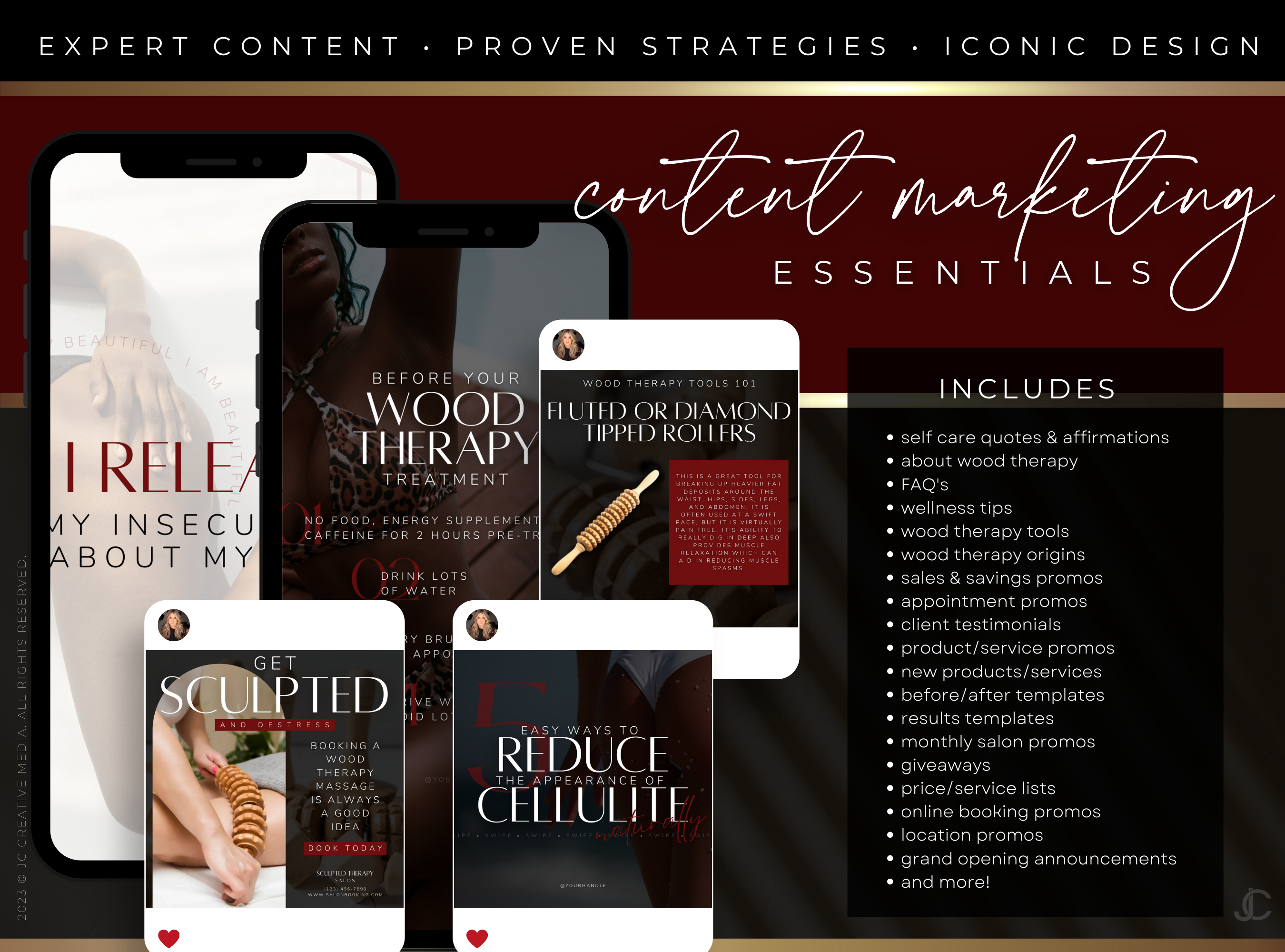 400+ Wood Therapy Social Media Canva Templates for Spa & Massage Therapist Marketing | Aesthete Collection™ Vogue Edition