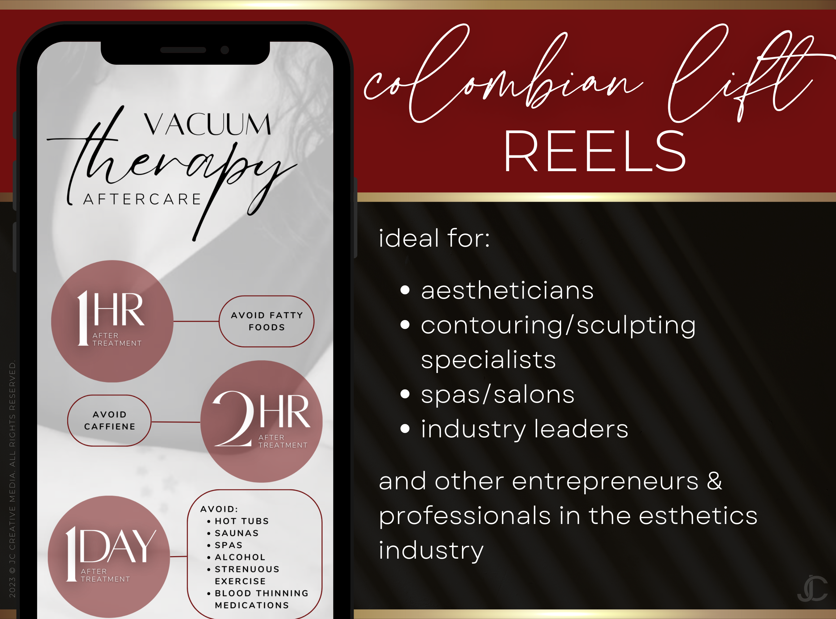 21 Vacuum Therapy BBL & Breast Lift Marketing Reels Posts for Spas & Specialists (Canva Video Templates) | Aesthete Collection™ Vogue Edition