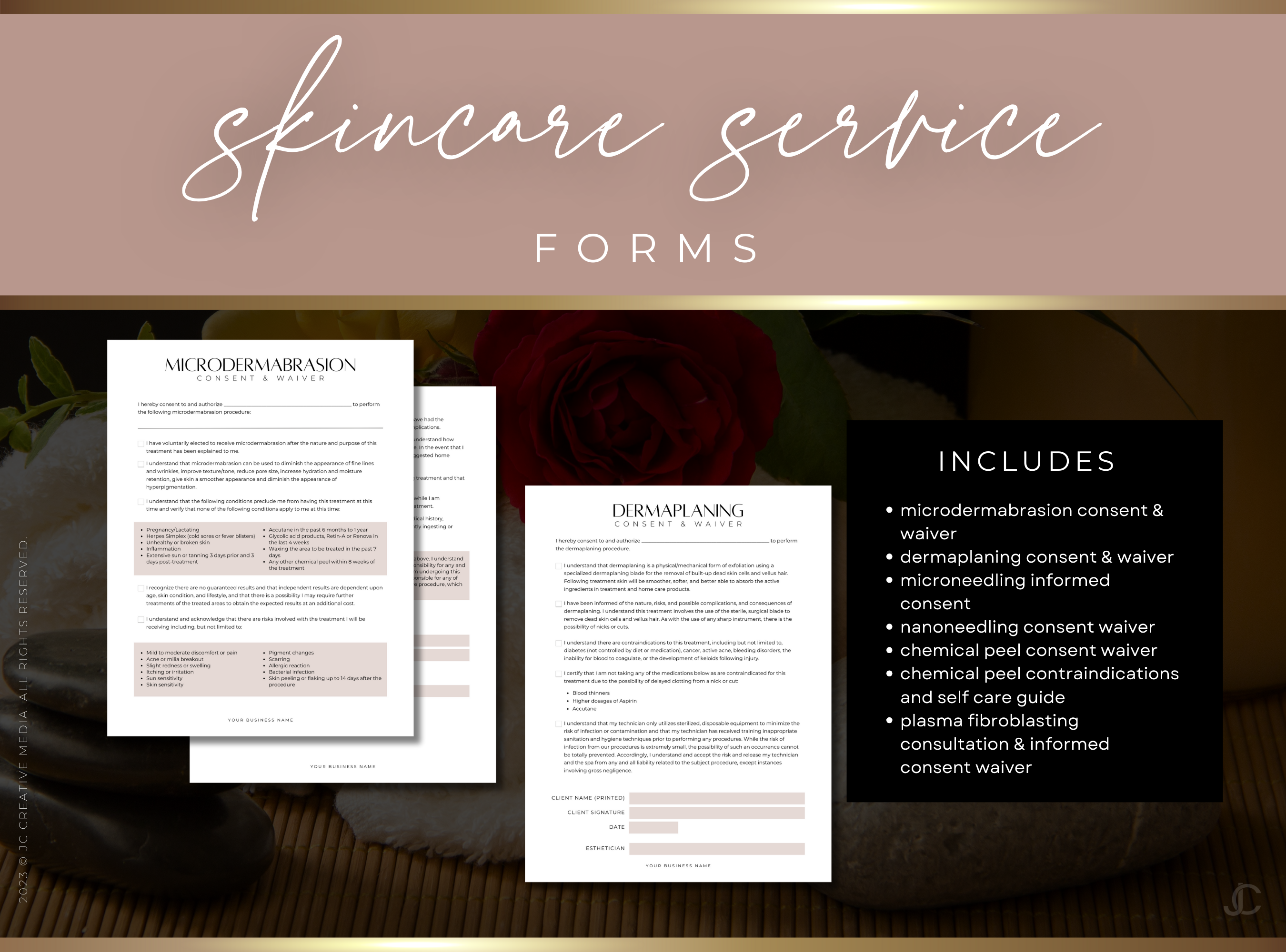 Esthetics Forms for Estheticians & Med Spas (Canva Templates) | Aesthete Collection™ Rose Gold Edition