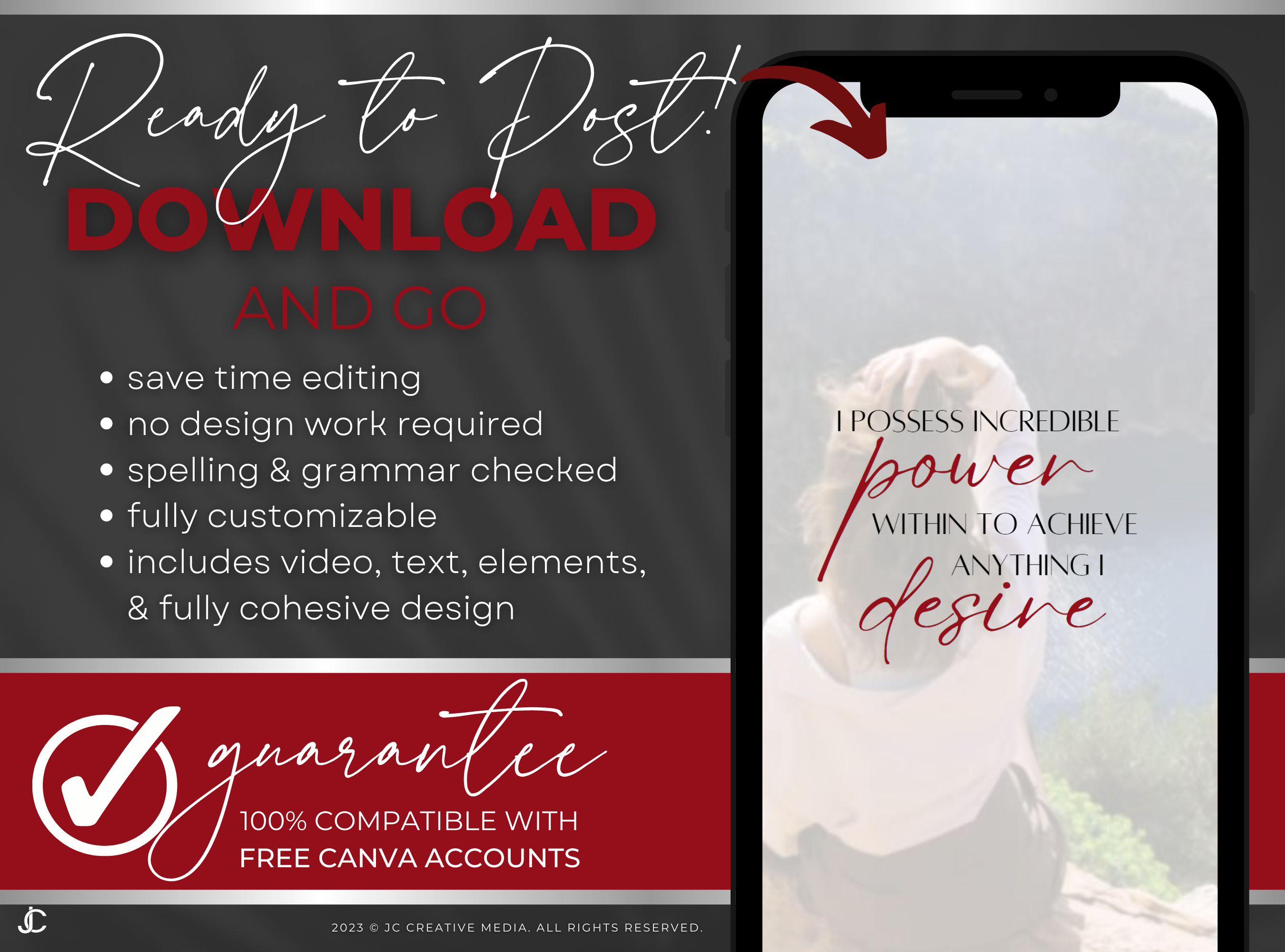 20 Positive Affirmation Quote Reels Videos for Women's Manifestation, Ready-to-Post | Elegance Collection™ Crimson Edition