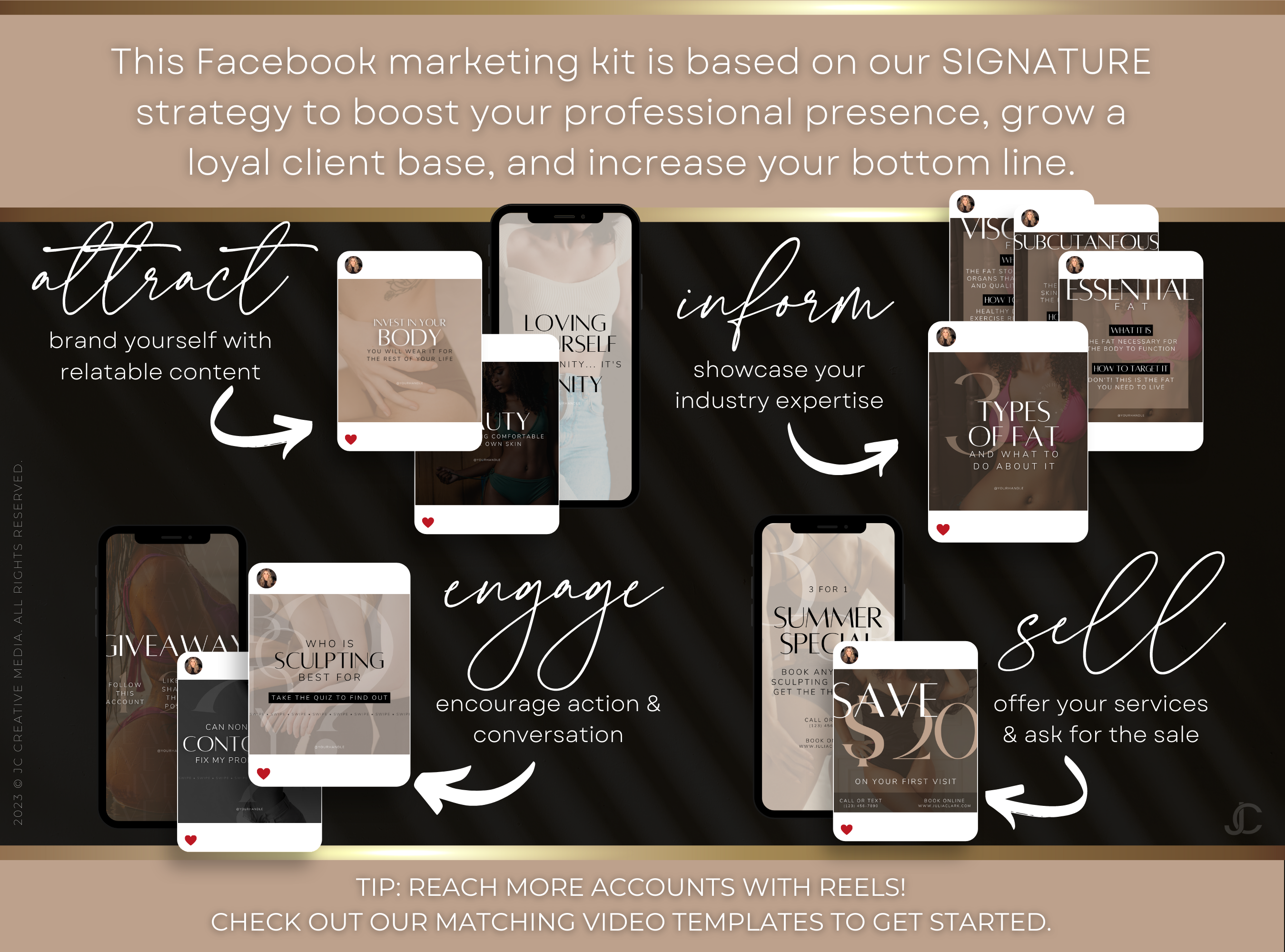 220+ Body Contouring Facebook Posts for Spa & Body Sculpting Specialist Marketing (Canva Templates) | Aesthete Collection™ Luxury Edition