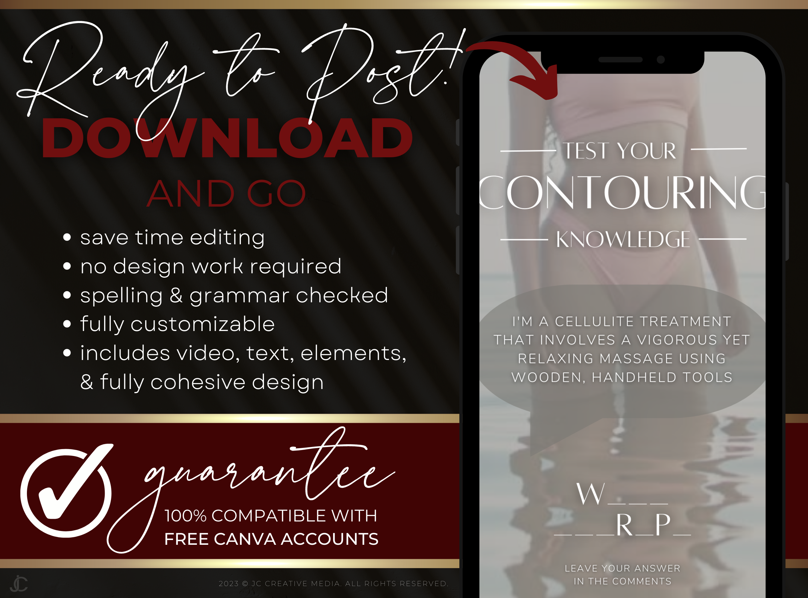 21 Body Contouring/Body Sculpting Marketing Reels Posts for Spas & Specialists (Canva Video Templates) | Aesthete Collection™ Vogue Edition