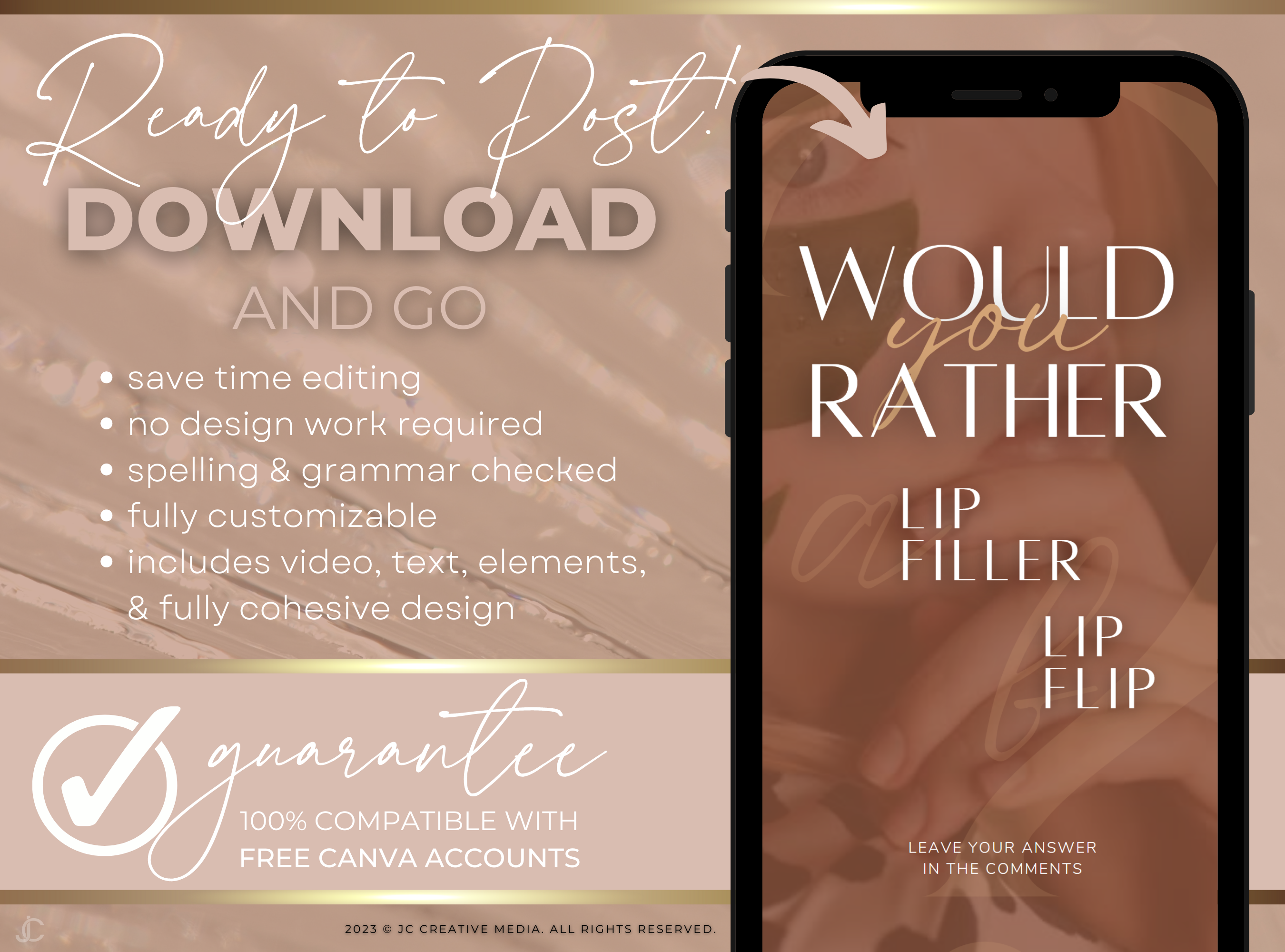 21 Nurse Injector Botox & Filler Marketing Reels Posts (Canva Video Templates) | Aesthete Collection™ Nudes Edition