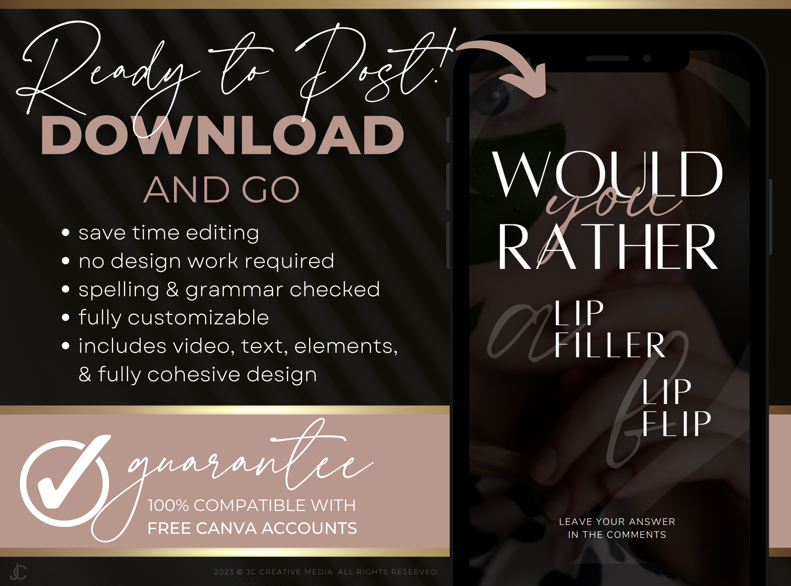 21 Nurse Injector Botox & Filler Marketing Reels Posts (Canva Video Templates) | Aesthete Collection™ Rose Gold Edition