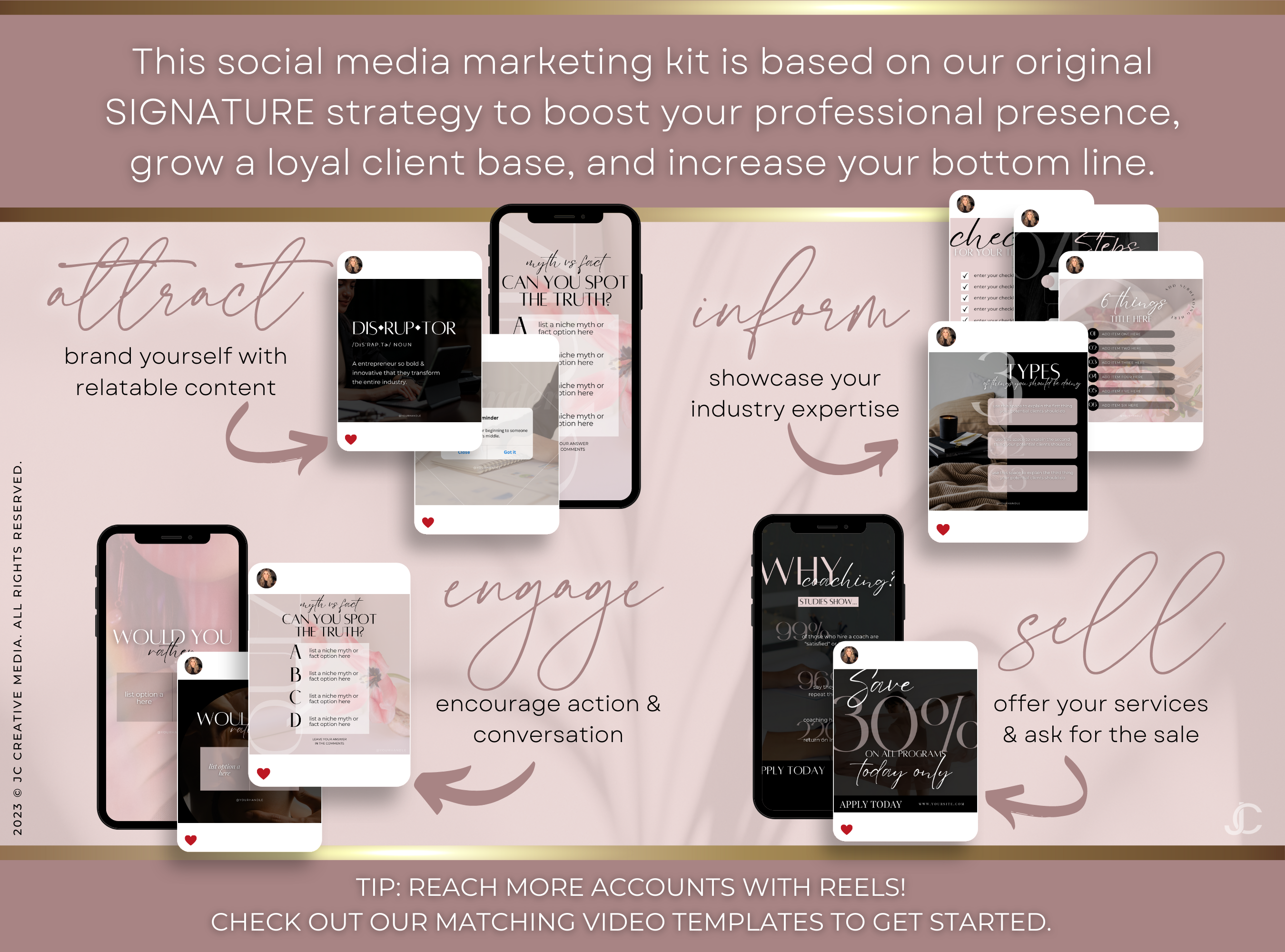 400+ Coaching Social Media Post Templates (Content, Infographics, & Marketing) | Elegance Collection™ Blush Edition