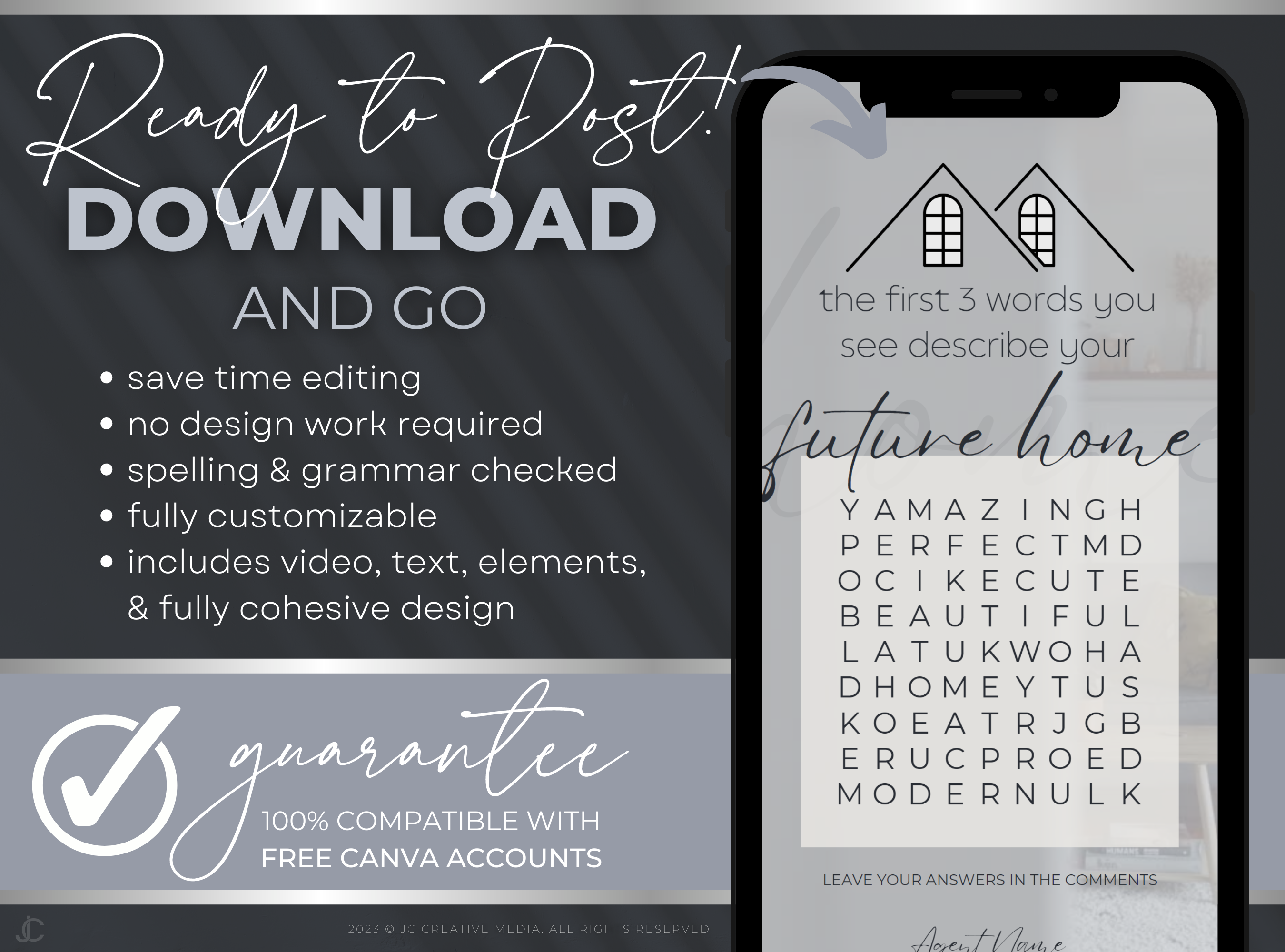 21 Real Estate Marketing Reels Posts: VOL. 2 (Canva Video Templates) | Estate Collection™ Midnight Edition