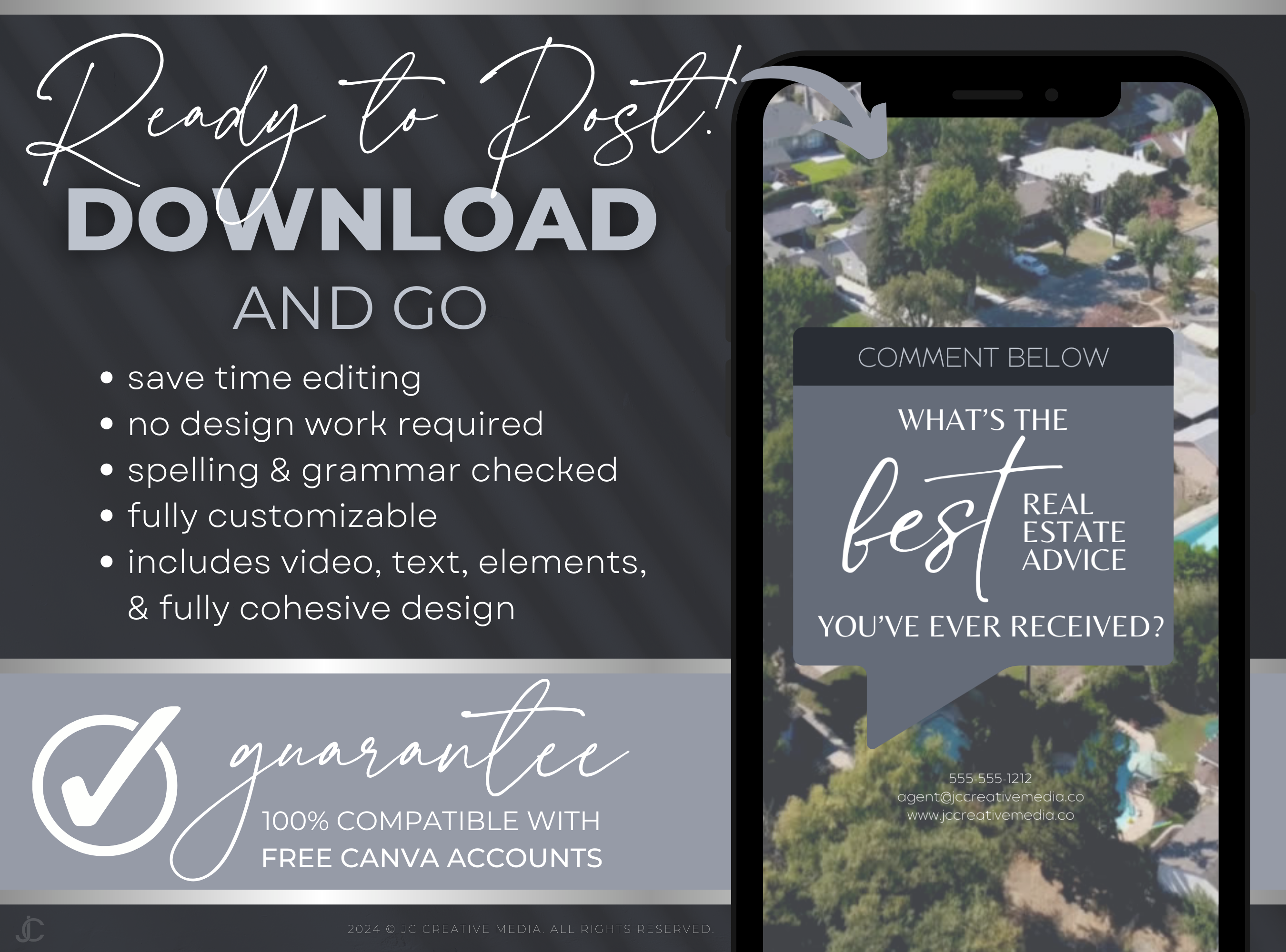 21 Real Estate Marketing Reels Posts: VOL. 3 (Canva Video Templates) | Estate Collection™ Midnight Edition