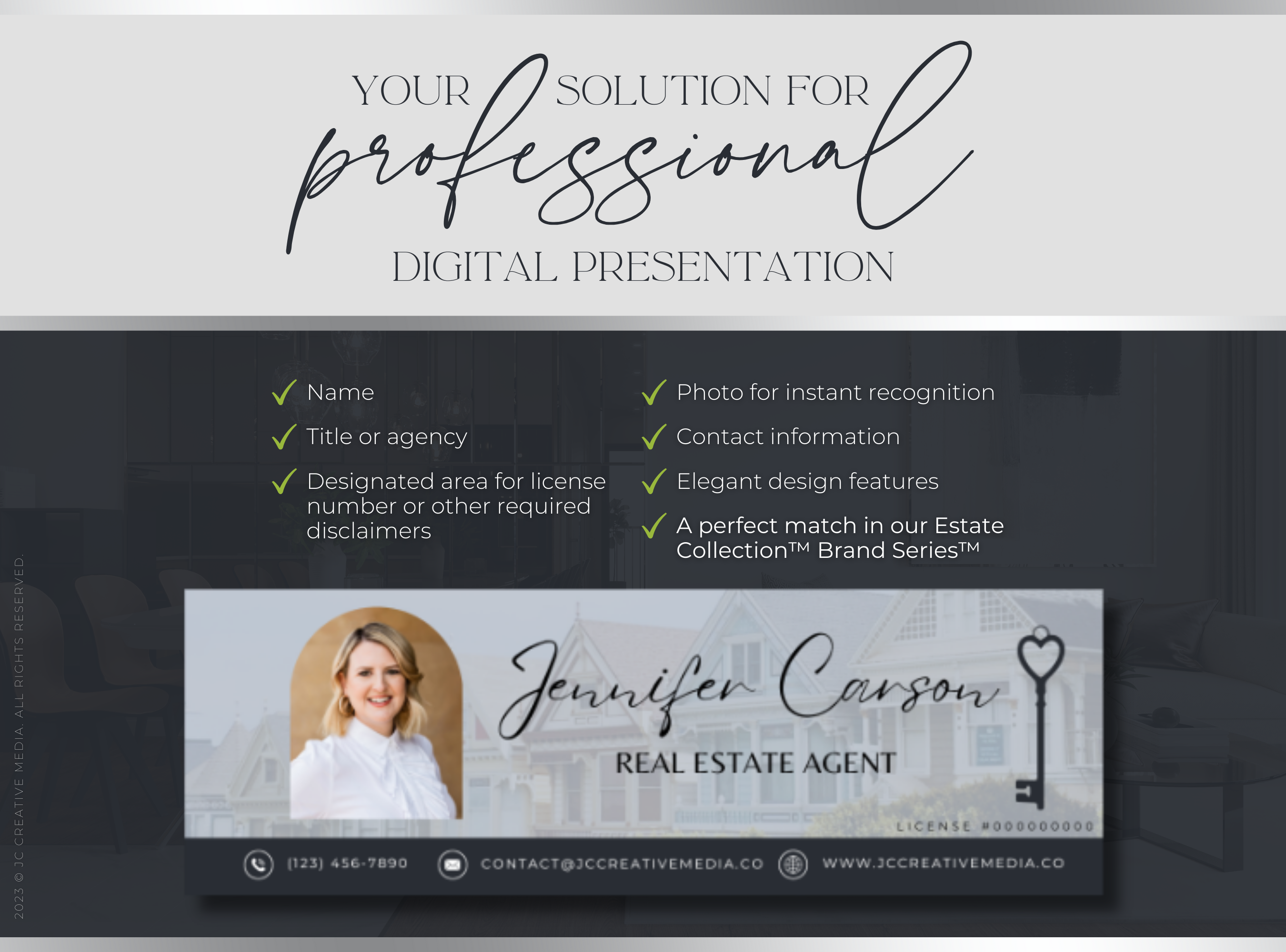 Realtor Email Signature Canva Templates | Estate Collection™ Midnight Edition