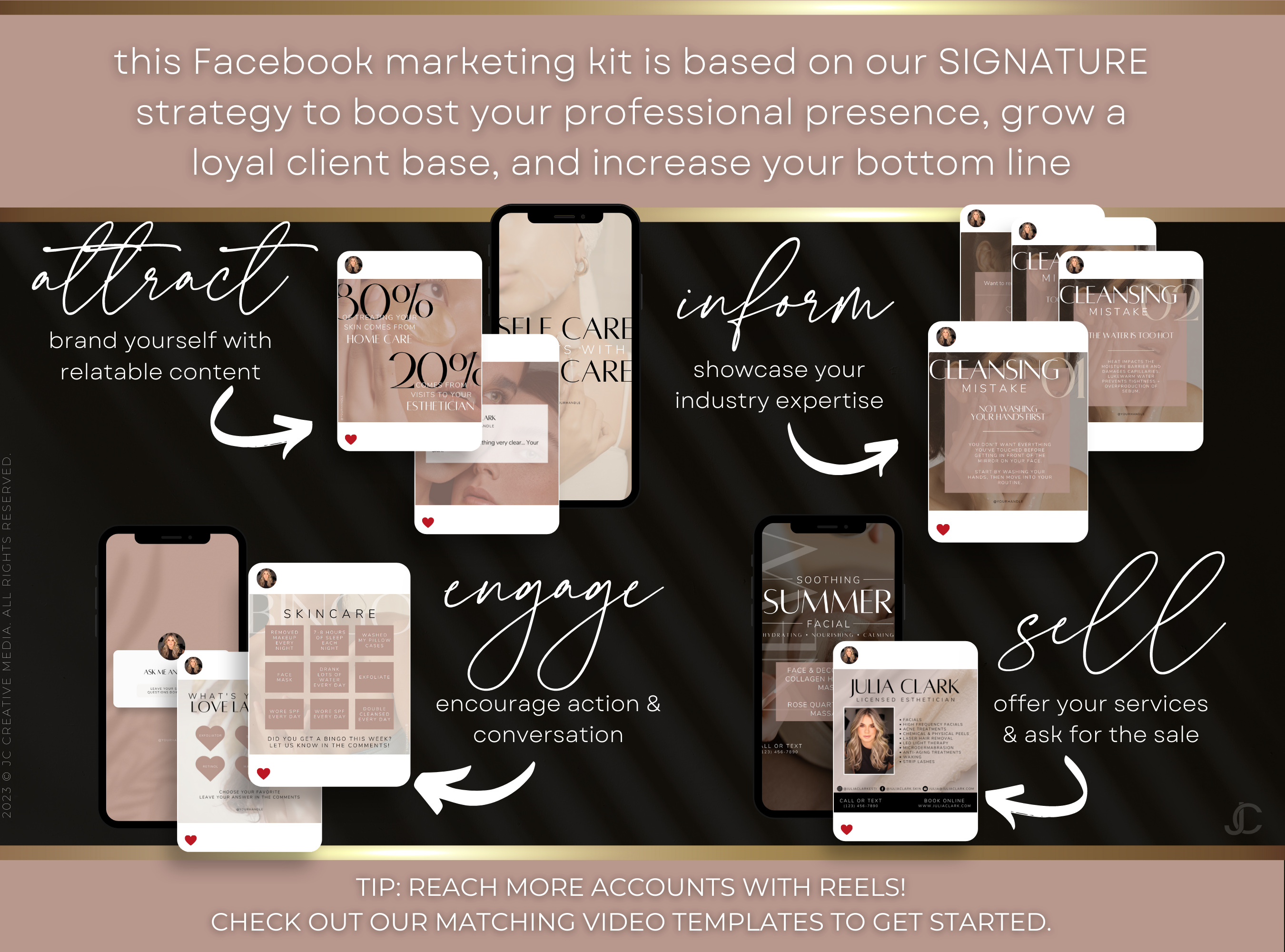 220+ Facebook Templates for Spas, Estheticians, Skincare, & Beauty Professionals | Aesthete Collection™ Rose Gold Edition