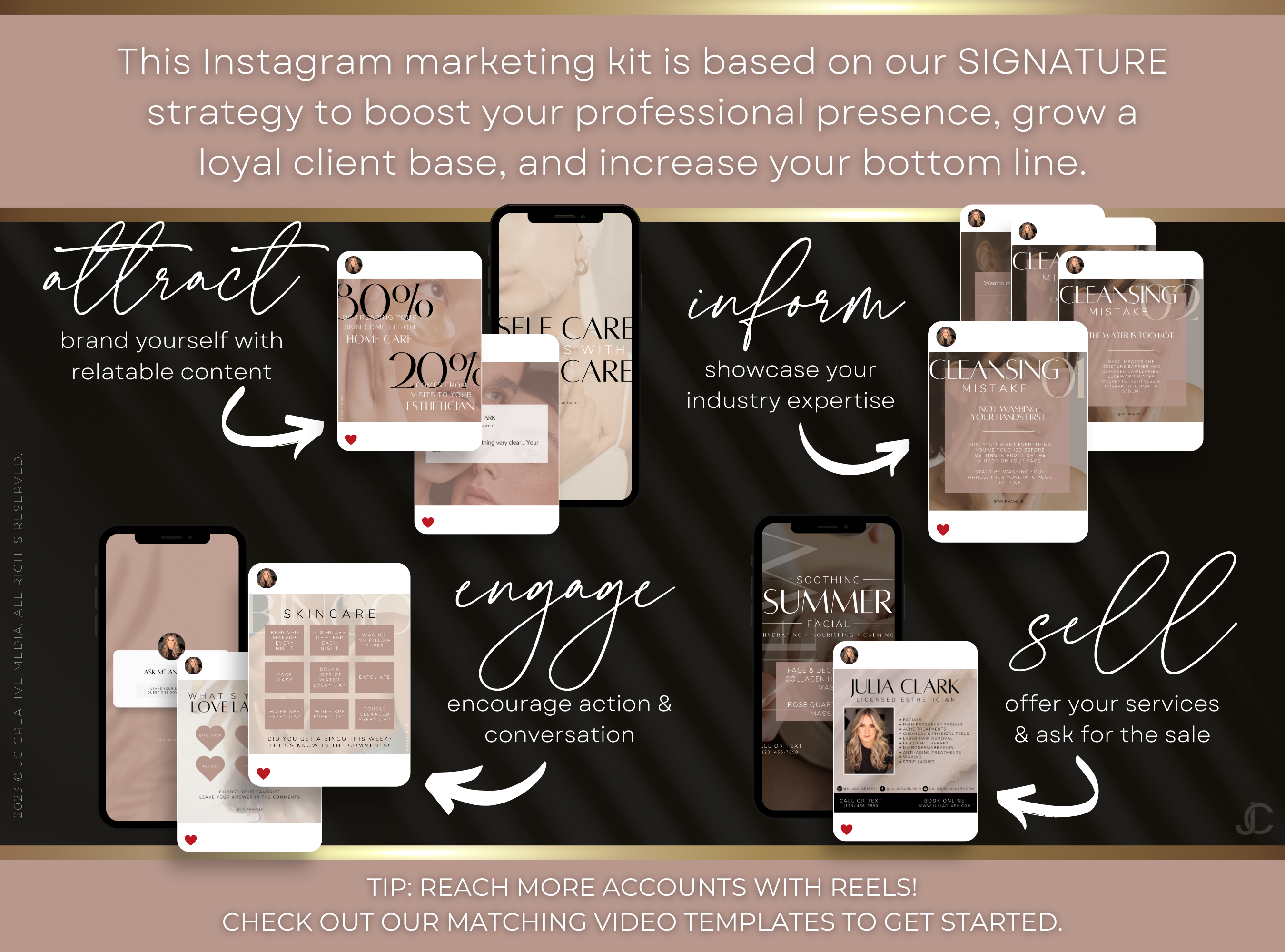 400 Instagram Templates for Spas, Estheticians, Skincare, & Beauty Professionals | Aesthete Collection™ Rose Gold Edition