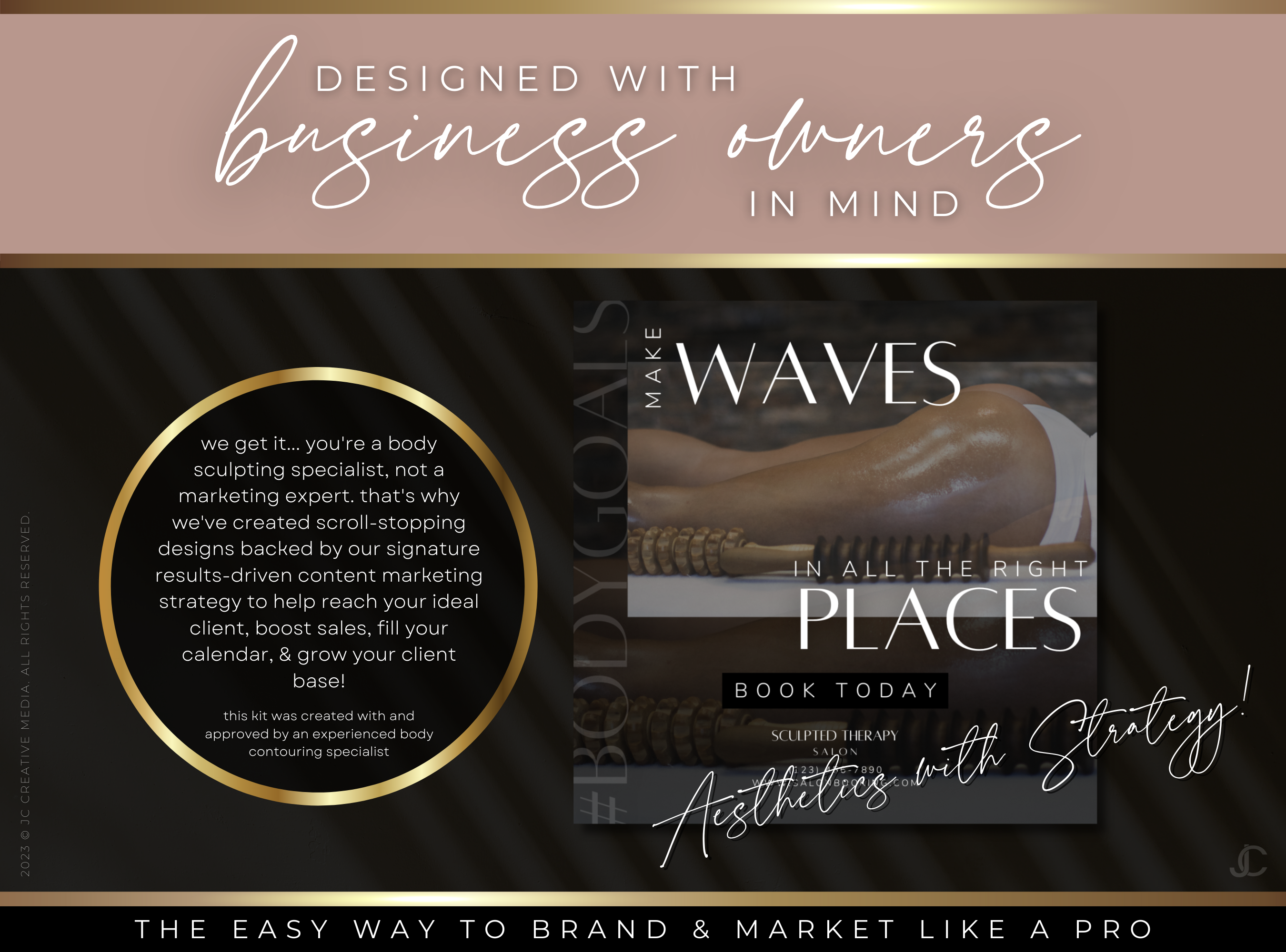 400+ Wood Therapy Social Media Canva Templates for Spa & Massage Therapist Marketing | Aesthete Collection™ Rose Gold Edition