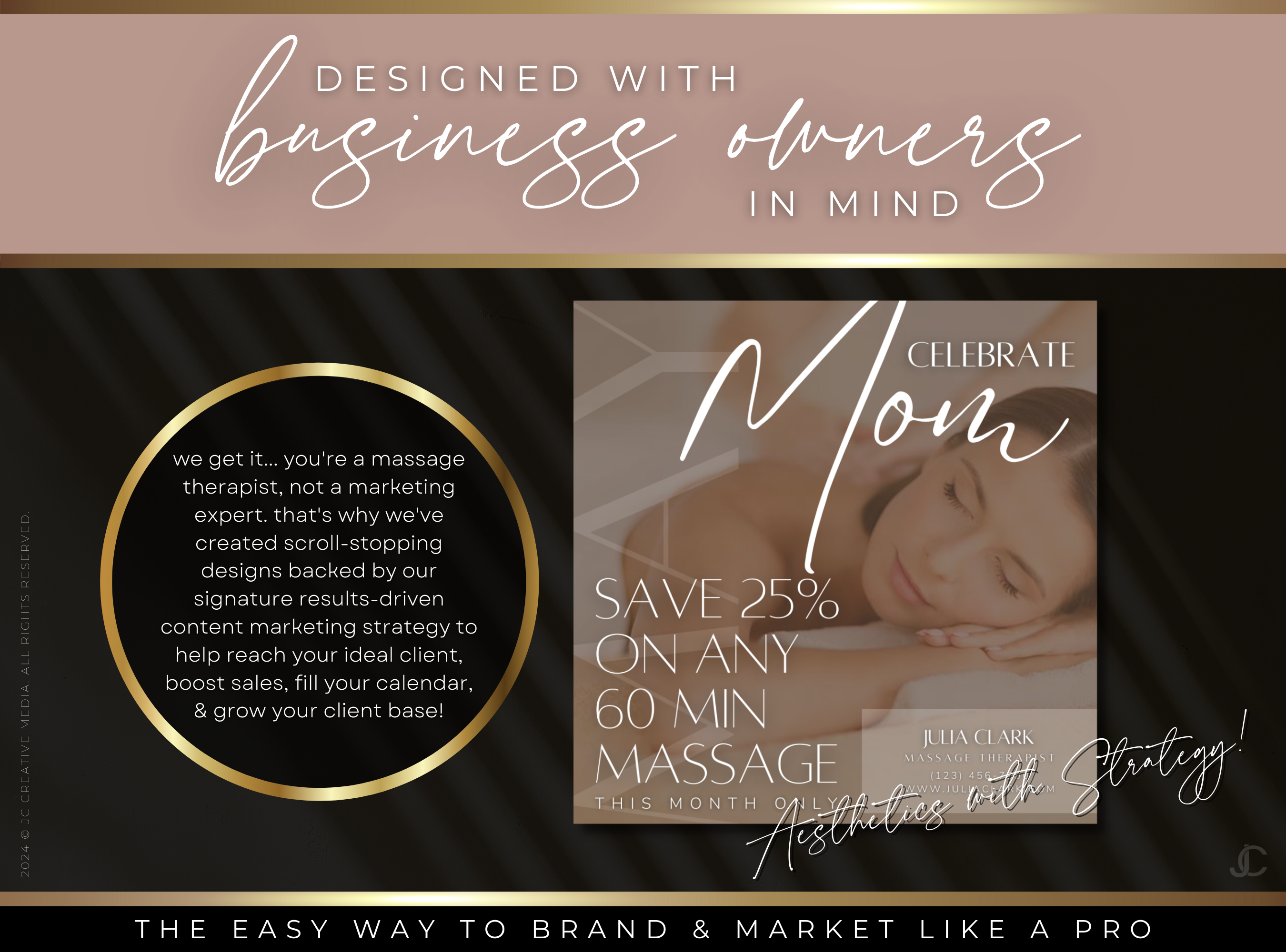 260 Massage Therapy Social Media Canva Templates for Spa Marketing | Aesthete Collection™ Rose Gold Edition