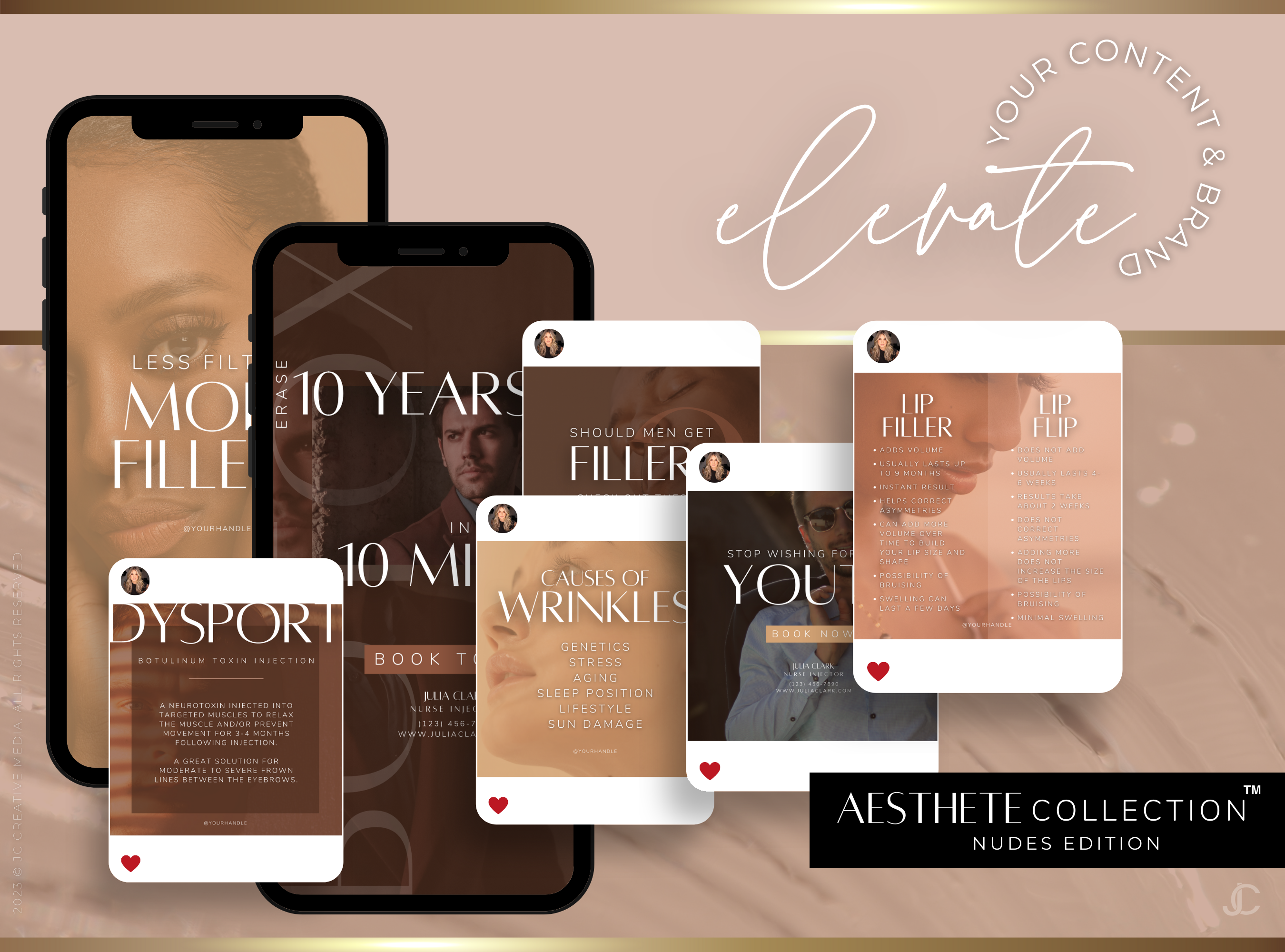 450+ Botox & Filler Social Media Templates for Nurse Injectors & Med Spas | Aesthete Collection™ Nudes Edition