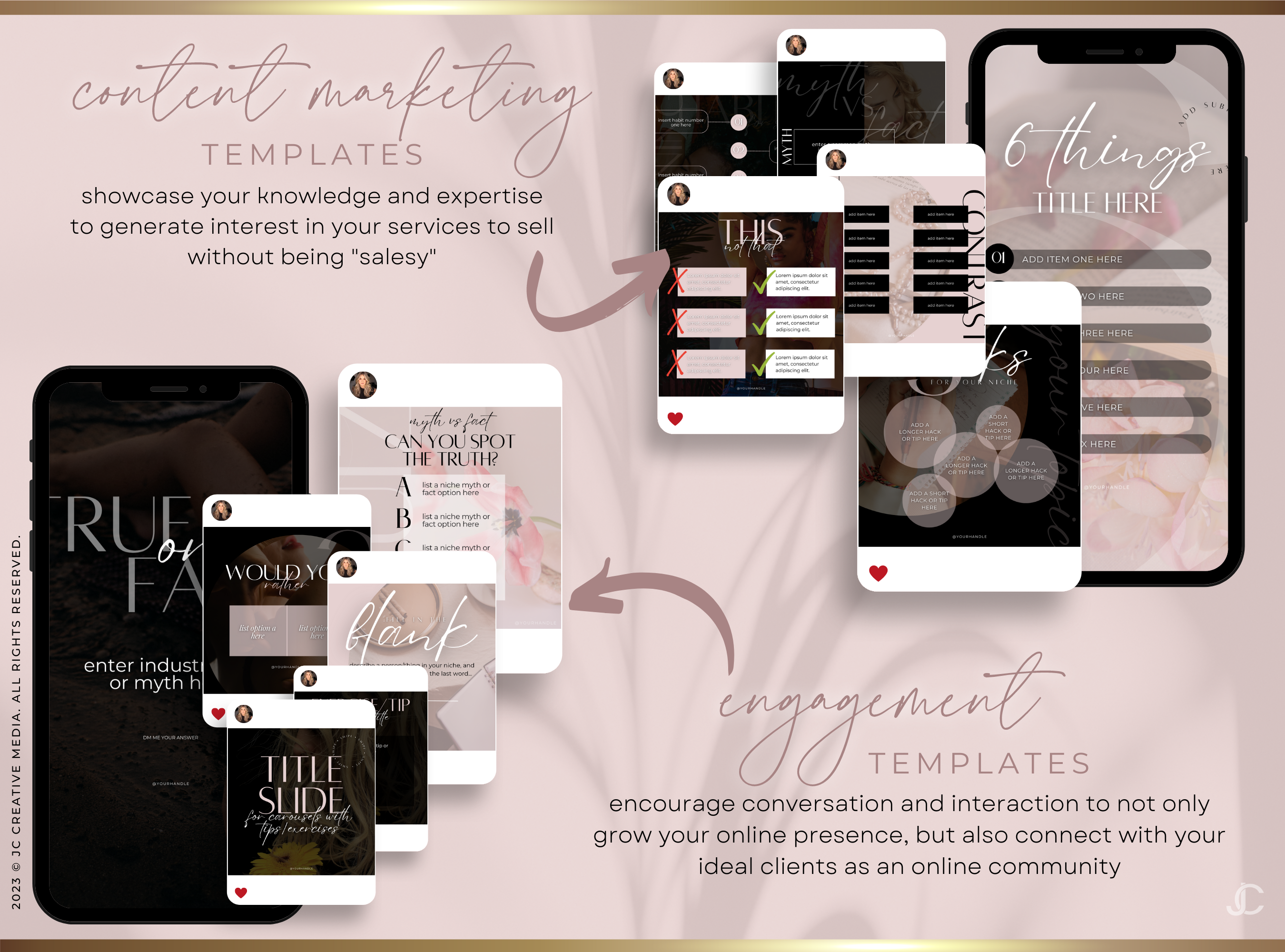 400+ Coaching Social Media Post Templates (Content, Infographics, & Marketing) | Elegance Collection™ Blush Edition