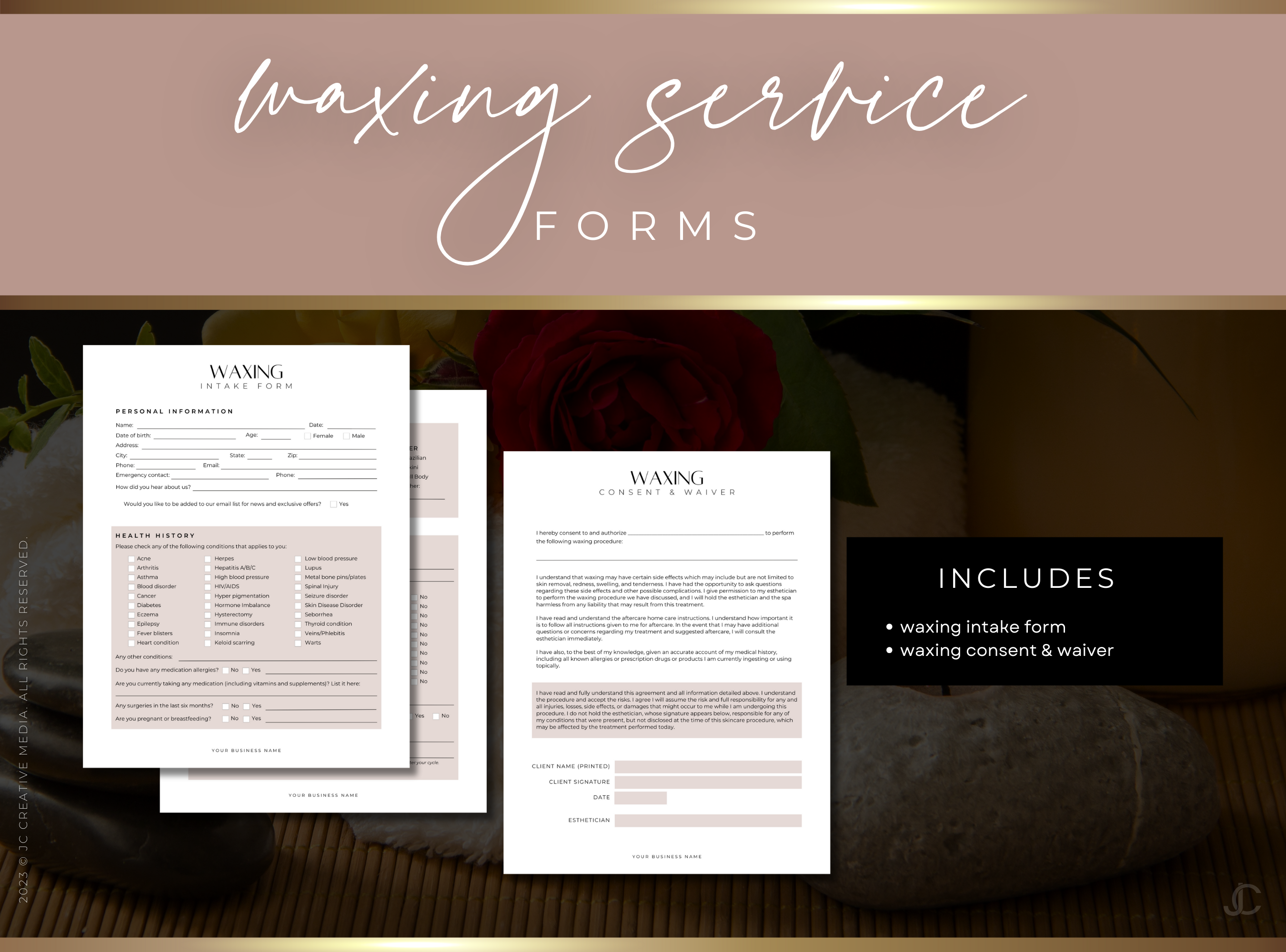 Esthetics Forms for Estheticians & Med Spas (Canva Templates) | Aesthete Collection™ Rose Gold Edition