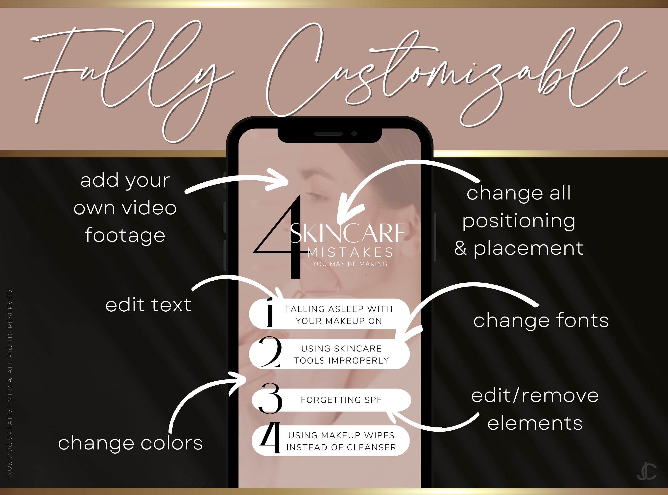 21 Spa/Esthetician Skincare Marketing Reels Posts (Canva Video Templates) | Aesthete Collection™ Rose Gold Edition