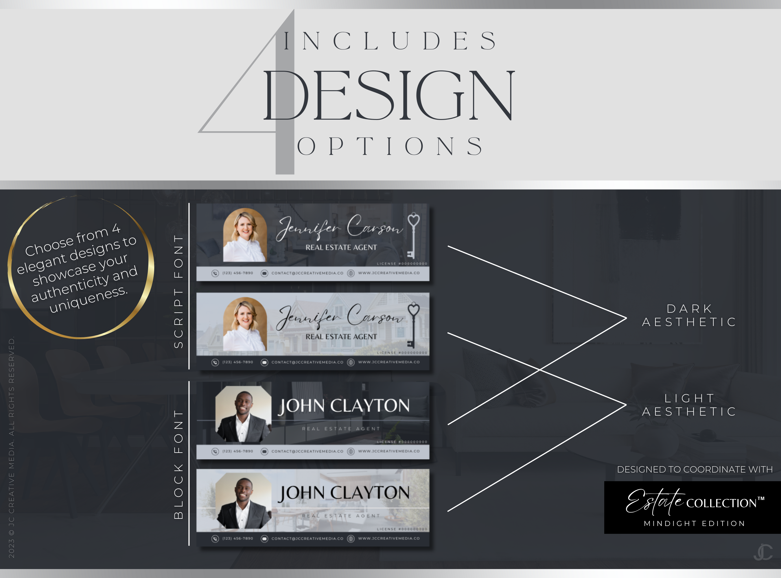 Realtor Email Signature Canva Templates | Estate Collection™ Midnight Edition