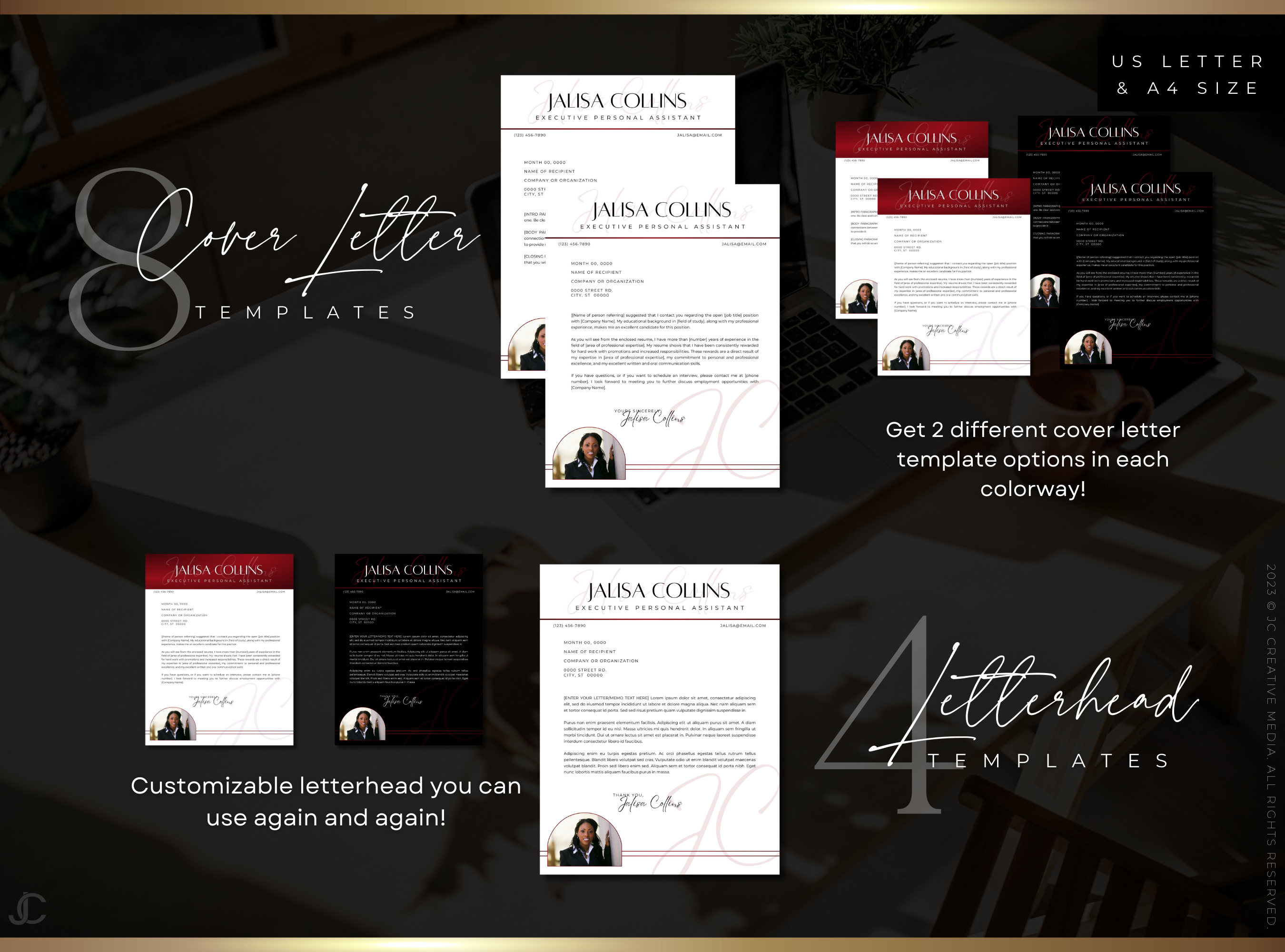 Designer Resume™ Suite (Canva Templates) | Elegance Collection™ Crimson Edition