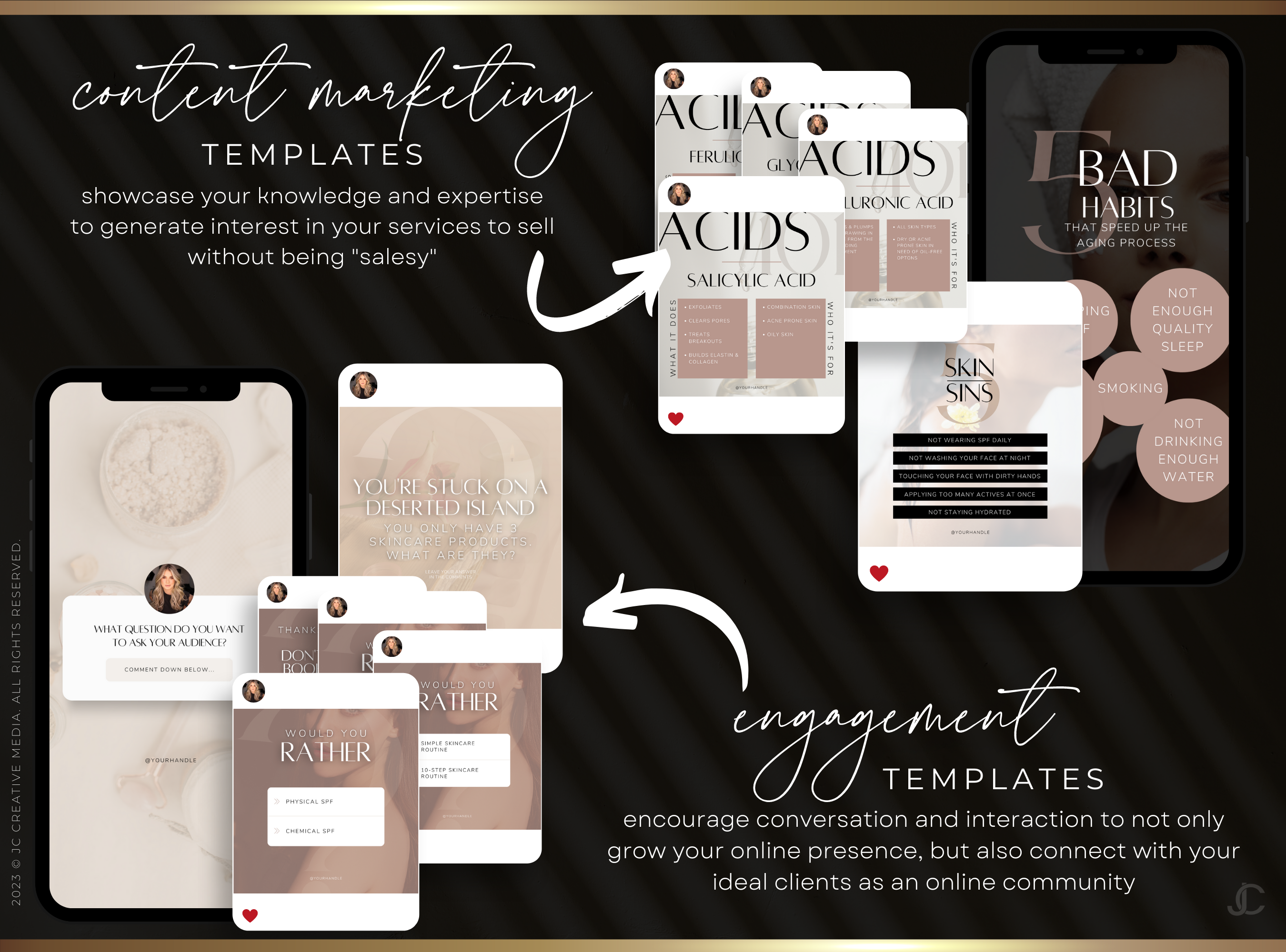 220+ Facebook Templates for Spas, Estheticians, Skincare, & Beauty Professionals | Aesthete Collection™ Rose Gold Edition