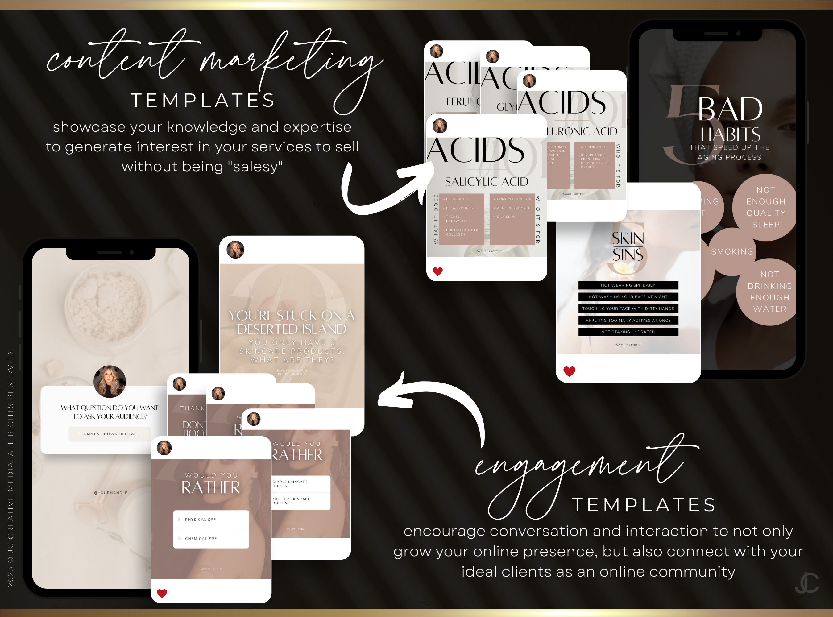 400 Instagram Templates for Spas, Estheticians, Skincare, & Beauty Professionals | Aesthete Collection™ Rose Gold Edition