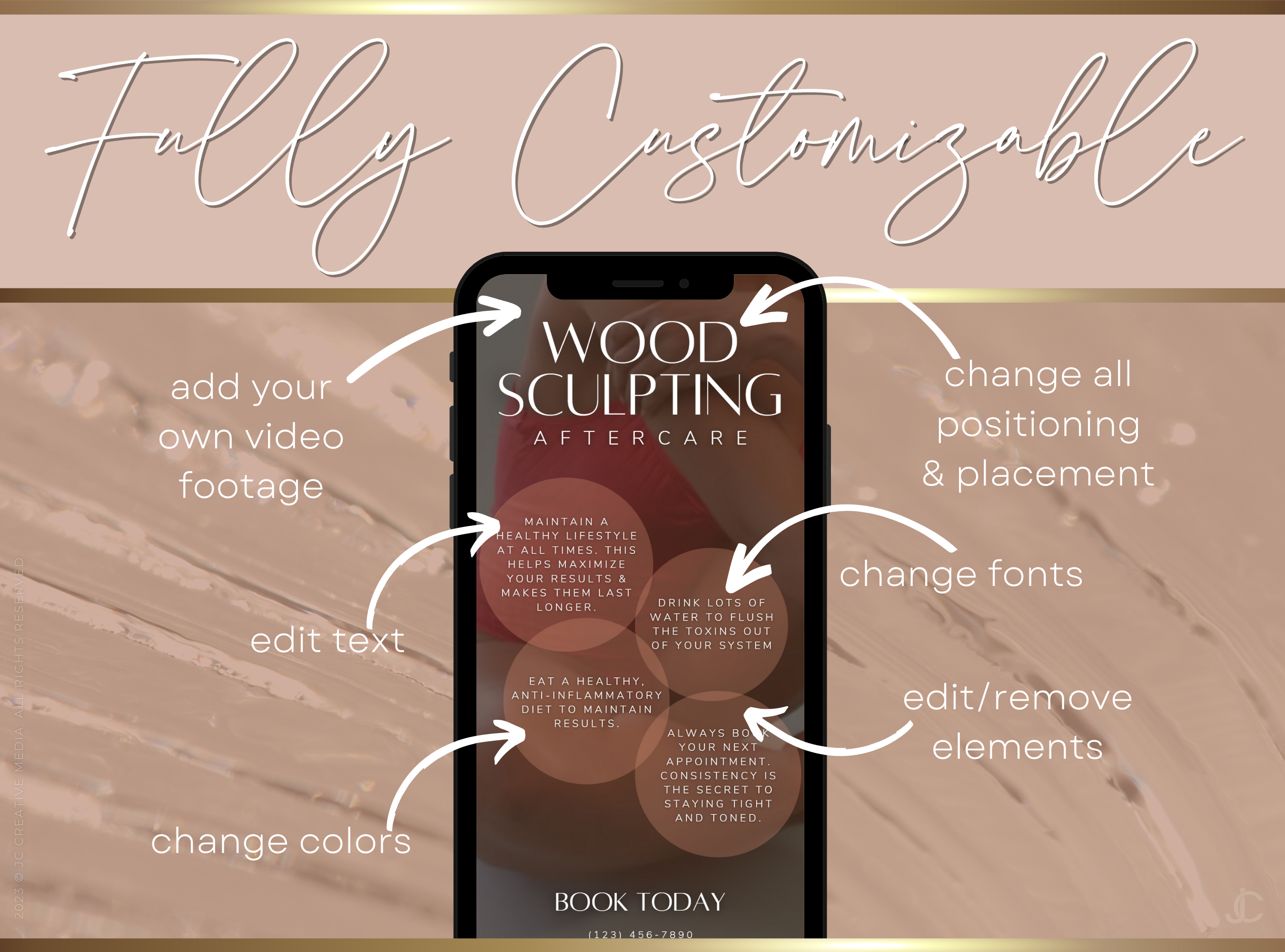 21 Wood Therapy Marketing Reels Posts for Spas & Body Contouring Specialists (Canva Video Templates) | Aesthete Collection™ Nudes Edition