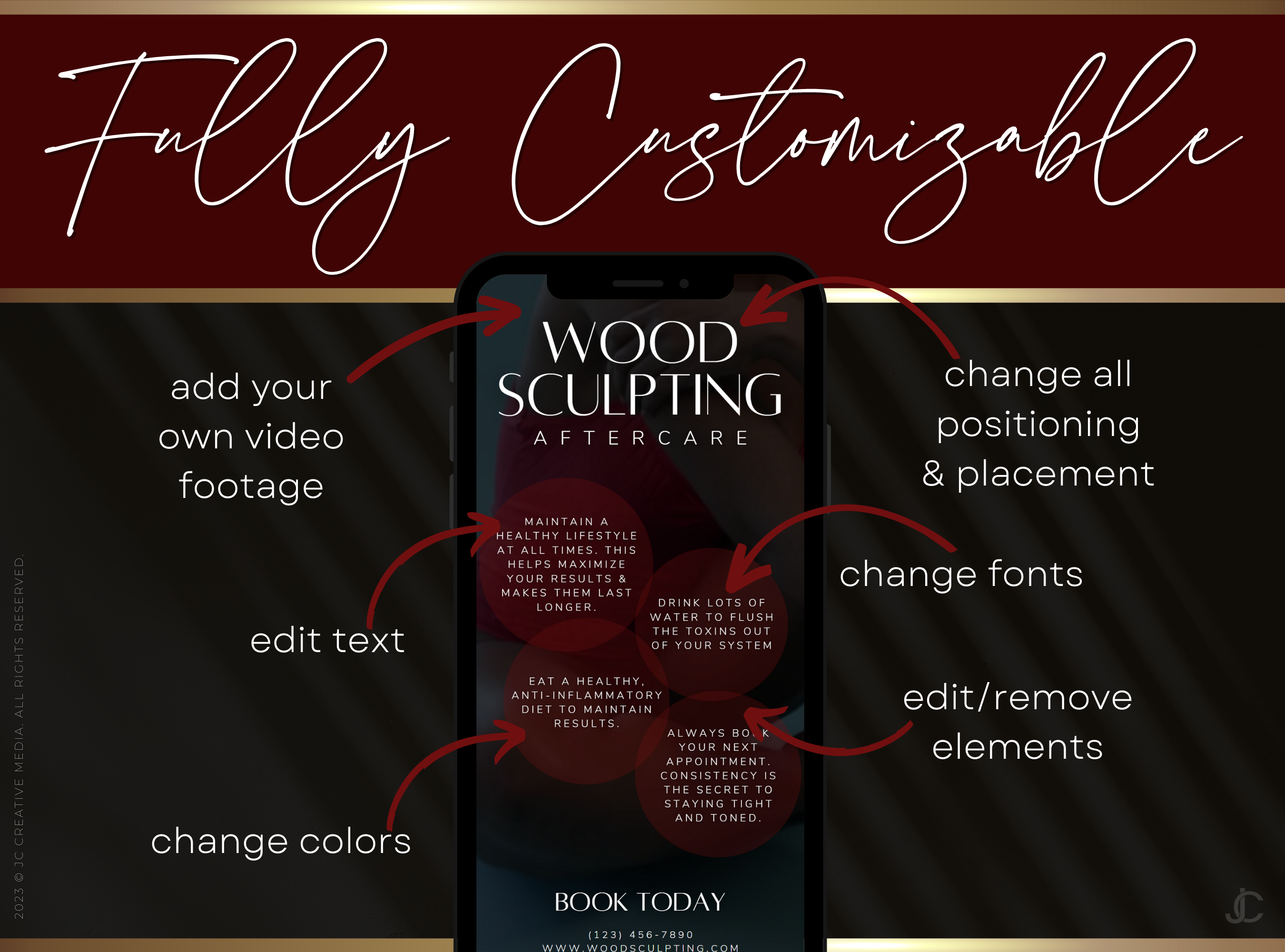 21 Wood Therapy Marketing Reels Posts for Spas & Body Contouring Specialists (Canva Video Templates) | Aesthete Collection™ Vogue Edition