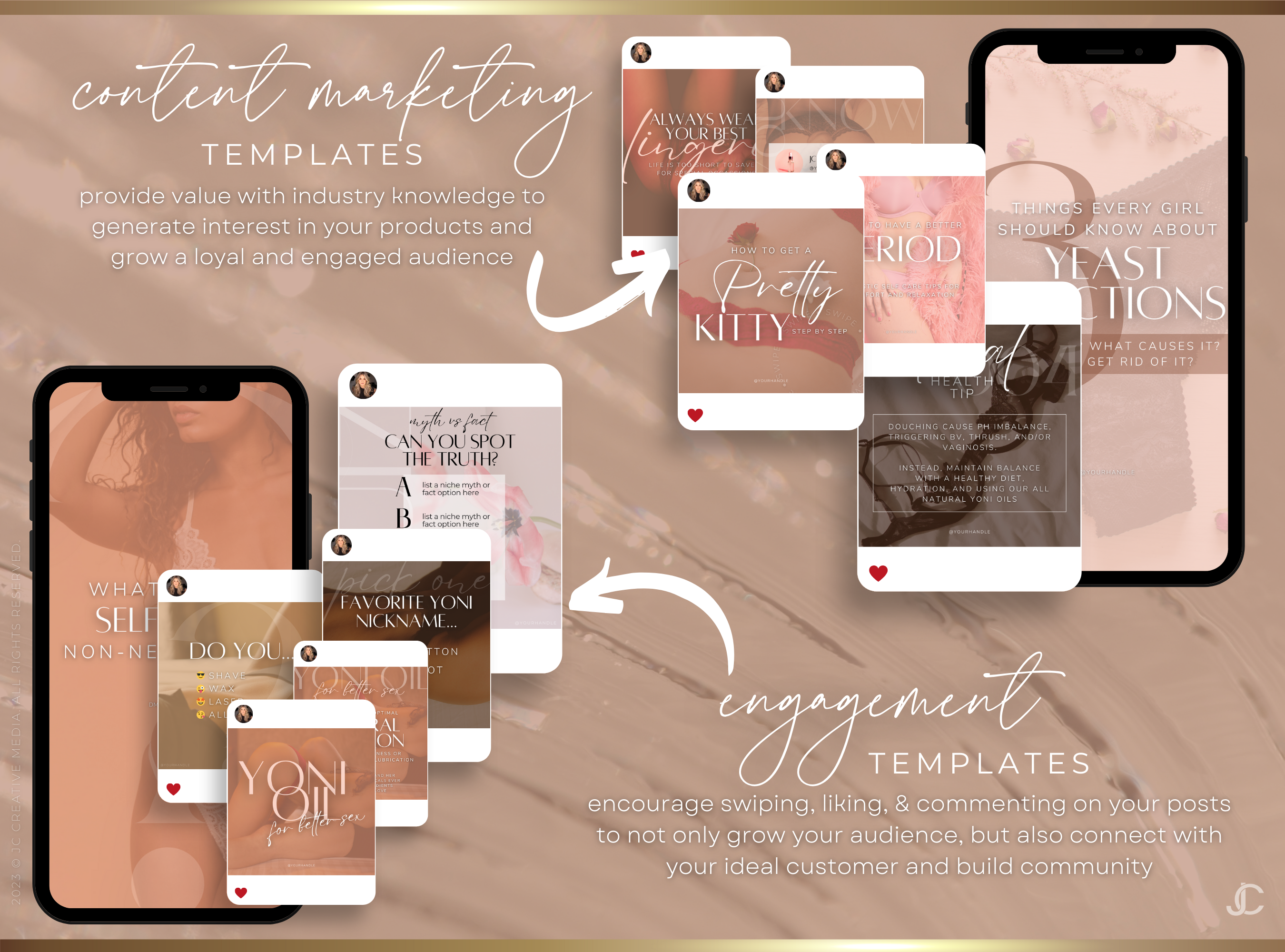 600+ Yoni Oil Business Social Media Canva Templates | Aesthete Collection™ Nudes Edition