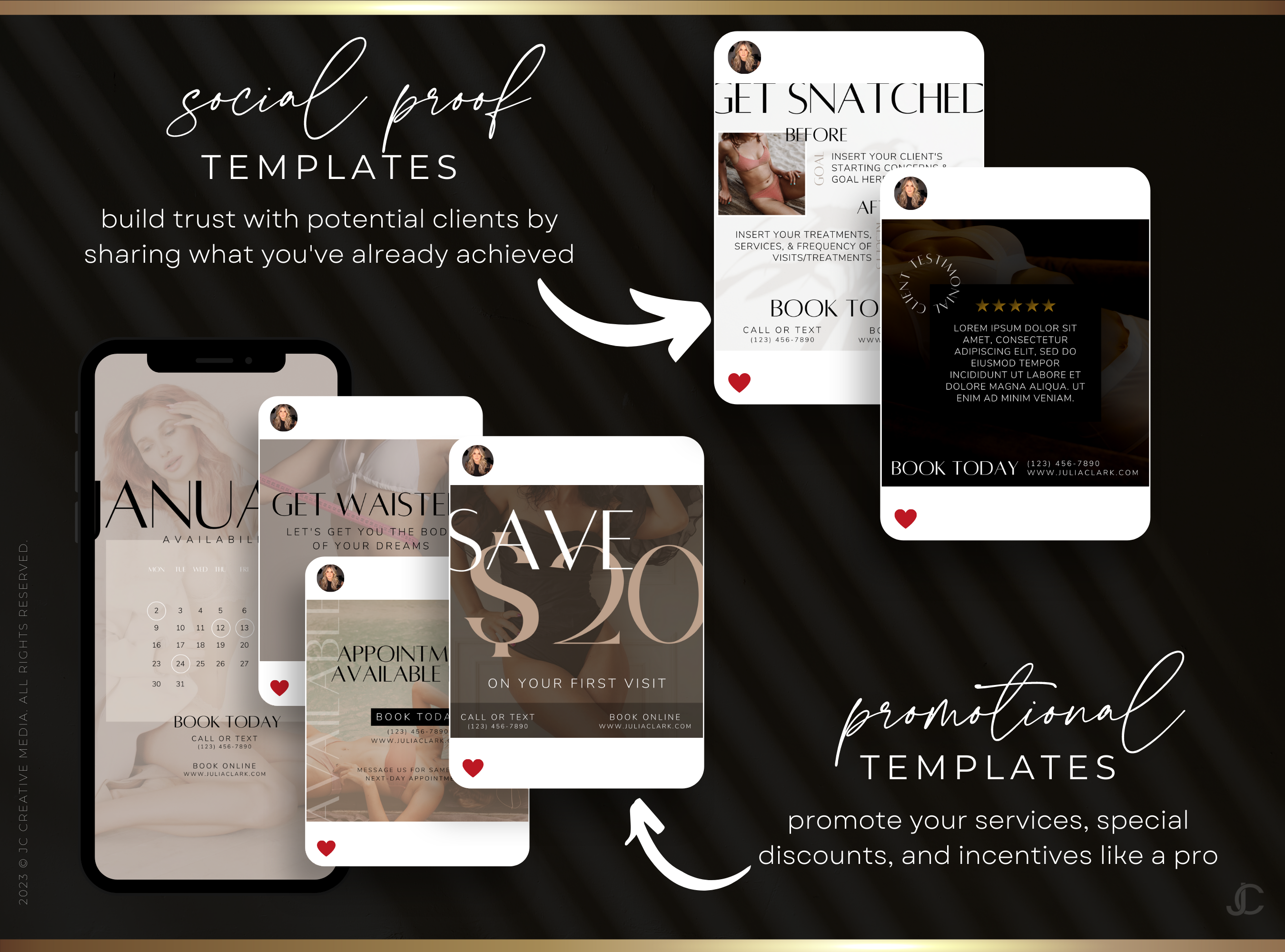 220+ Body Contouring Facebook Posts for Spa & Body Sculpting Specialist Marketing (Canva Templates) | Aesthete Collection™ Luxury Edition