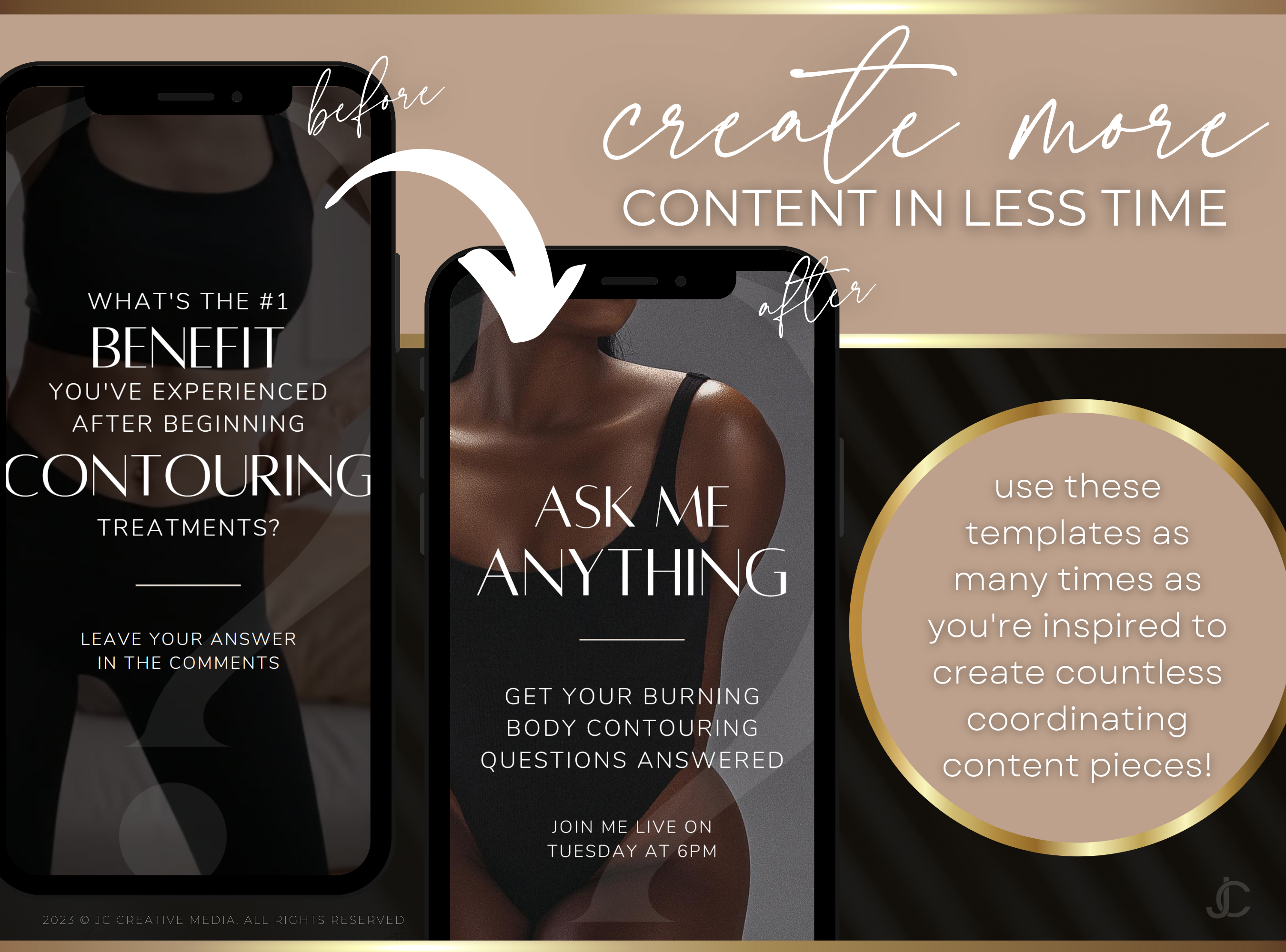 21 Body Contouring/Body Sculpting Marketing Reels Posts for Spas & Specialists (Canva Video Templates) | Aesthete Collection™ Luxury Edition