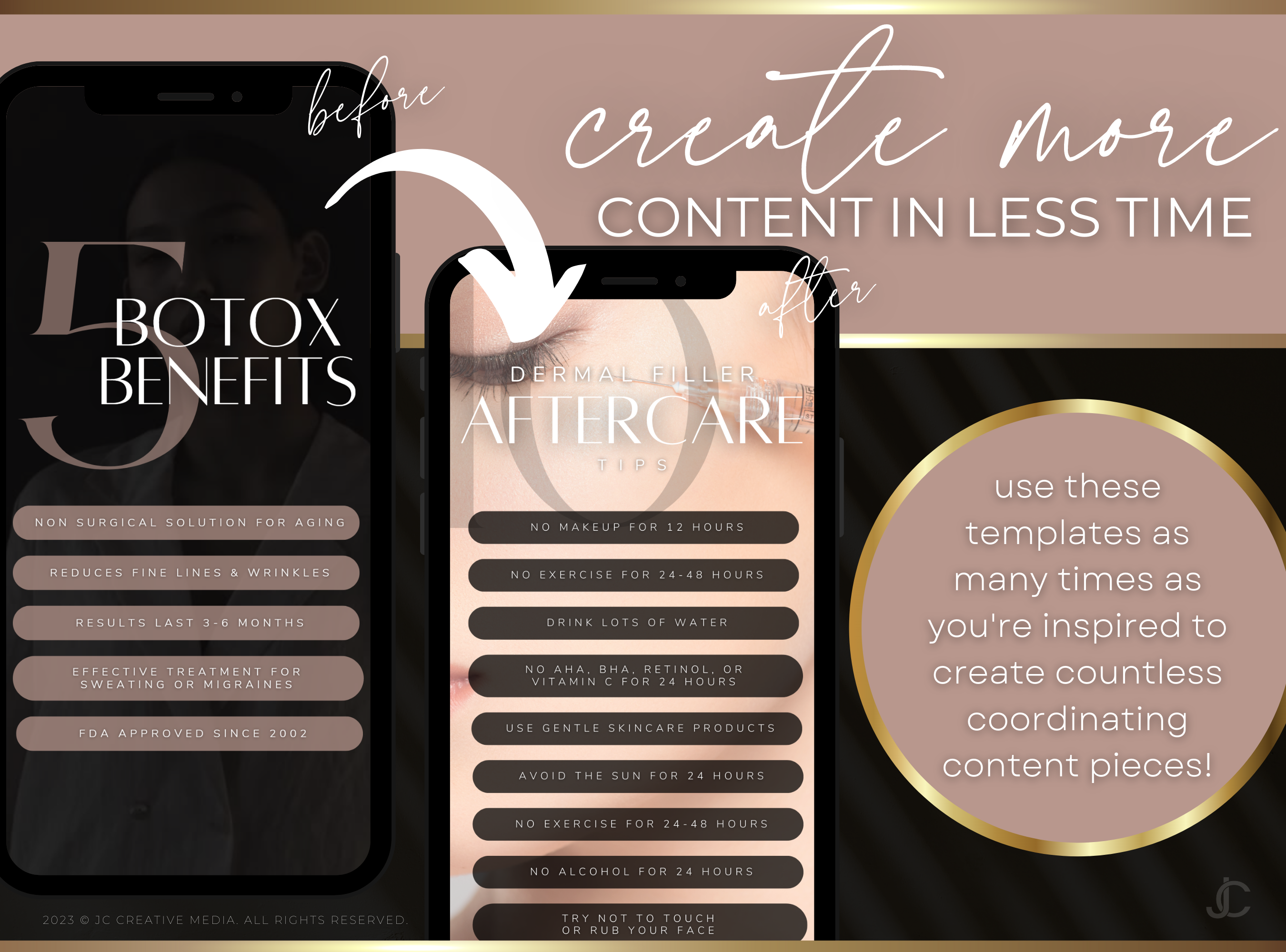 21 Nurse Injector Botox & Filler Marketing Reels Posts (Canva Video Templates) | Aesthete Collection™ Rose Gold Edition