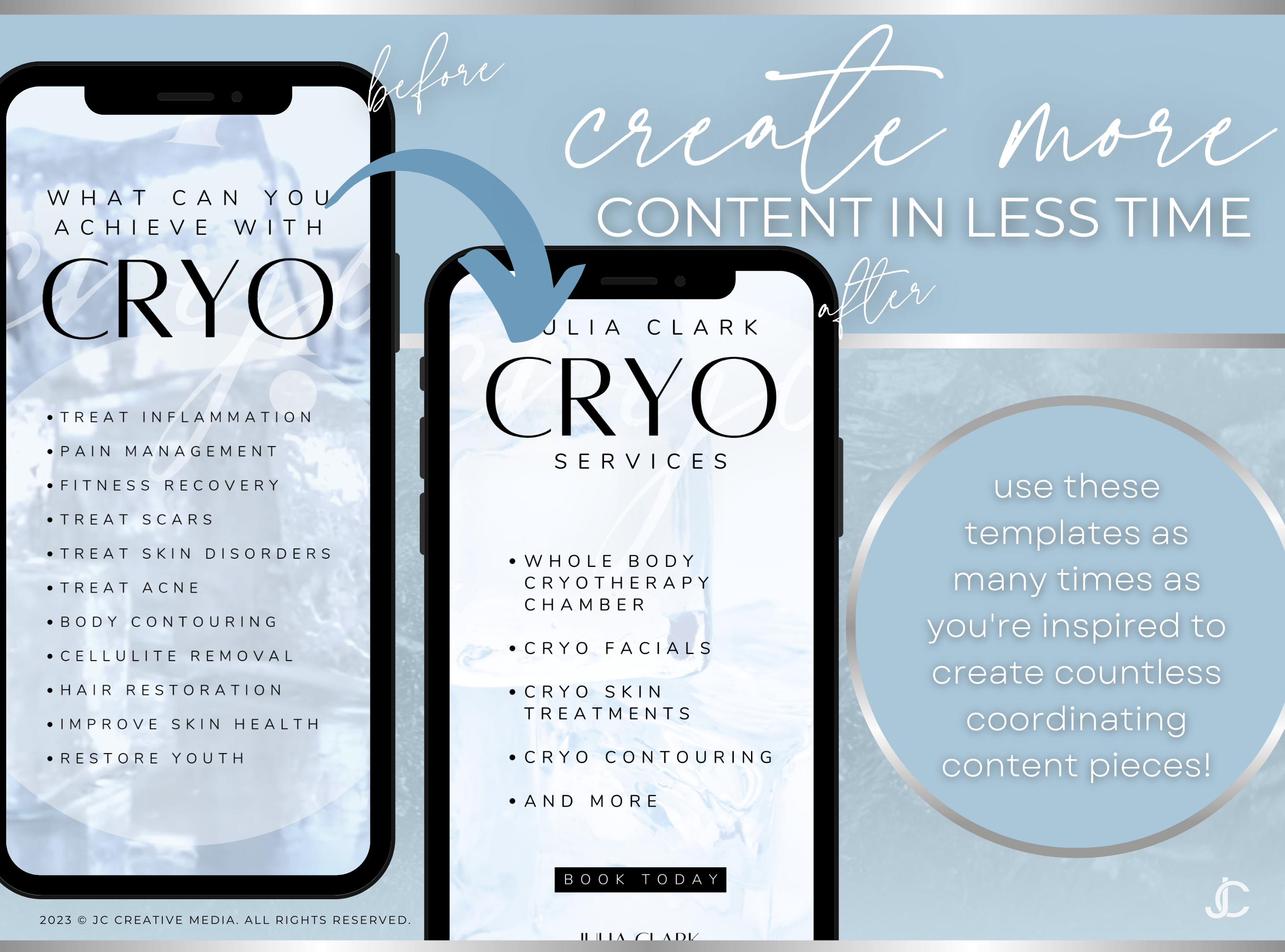 21 Cryotherapy Marketing Reels Posts (Video Canva Templates) | Aesthete Collection™ Ice Edition