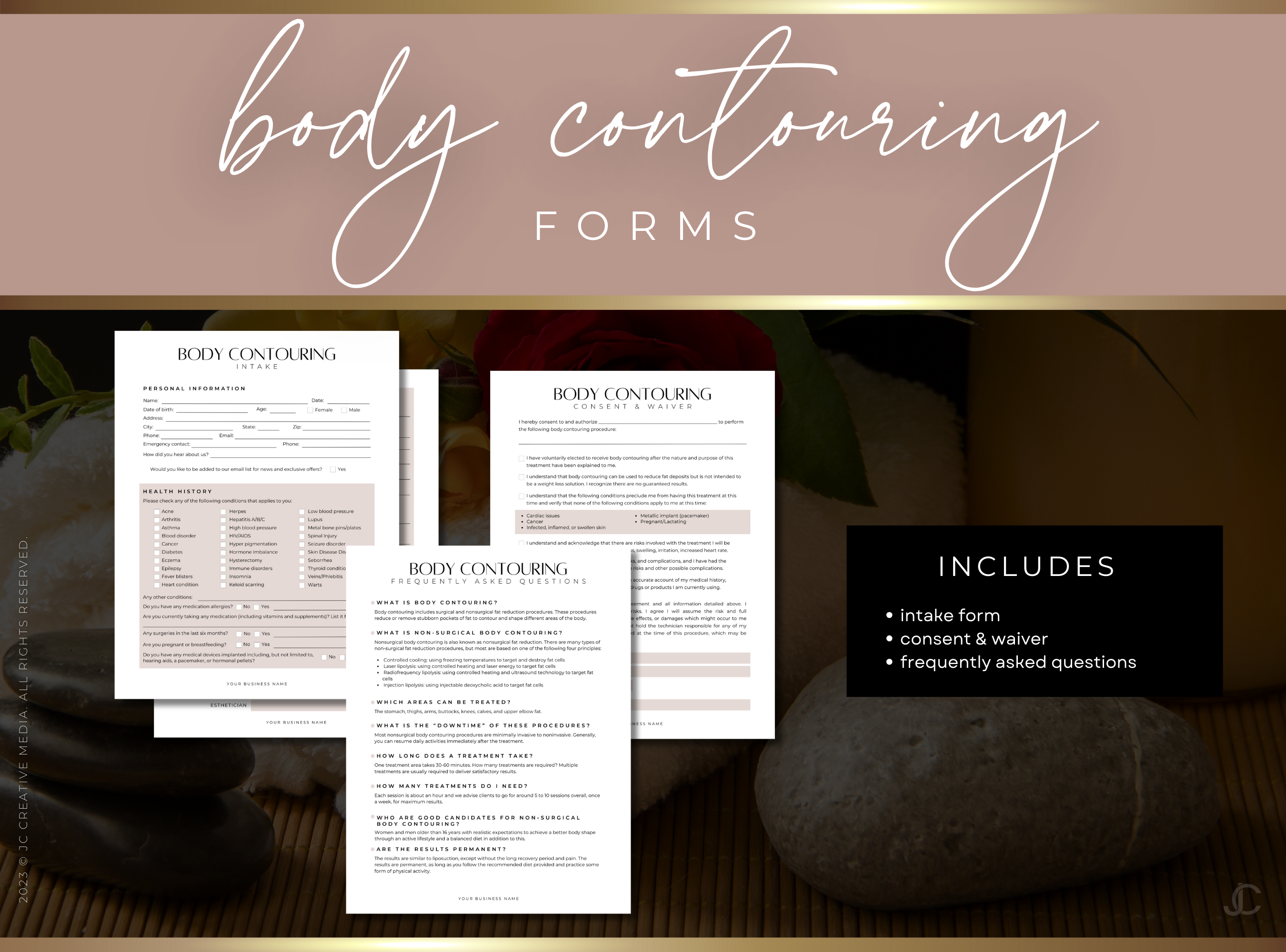 Esthetics Forms for Estheticians & Med Spas (Canva Templates) | Aesthete Collection™ Rose Gold Edition