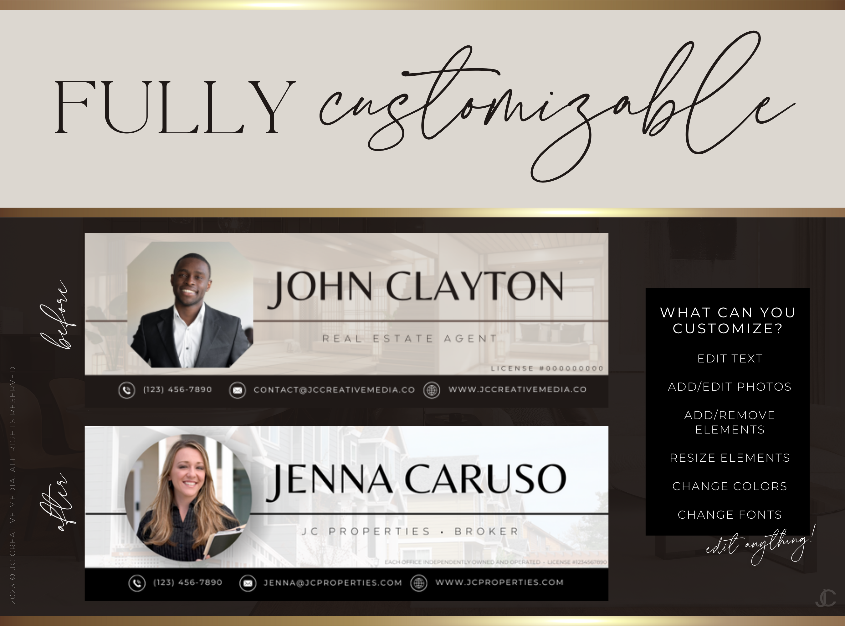 Realtor Email Signature Canva Templates | Estate Collection™ Luxe Edition