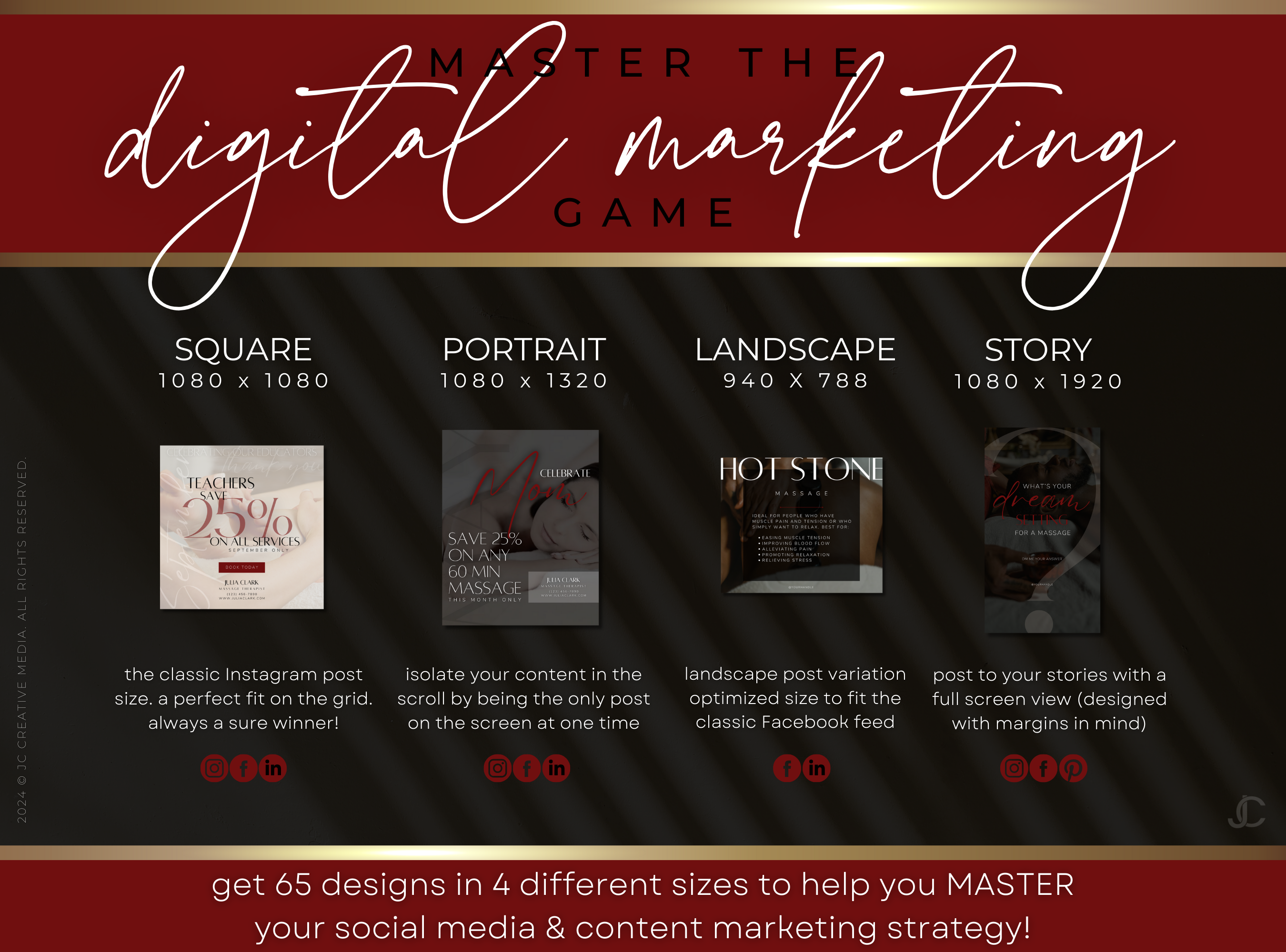 260 Massage Therapy Social Media Canva Templates for Spa Marketing | Aesthete Collection™ Vogue Edition