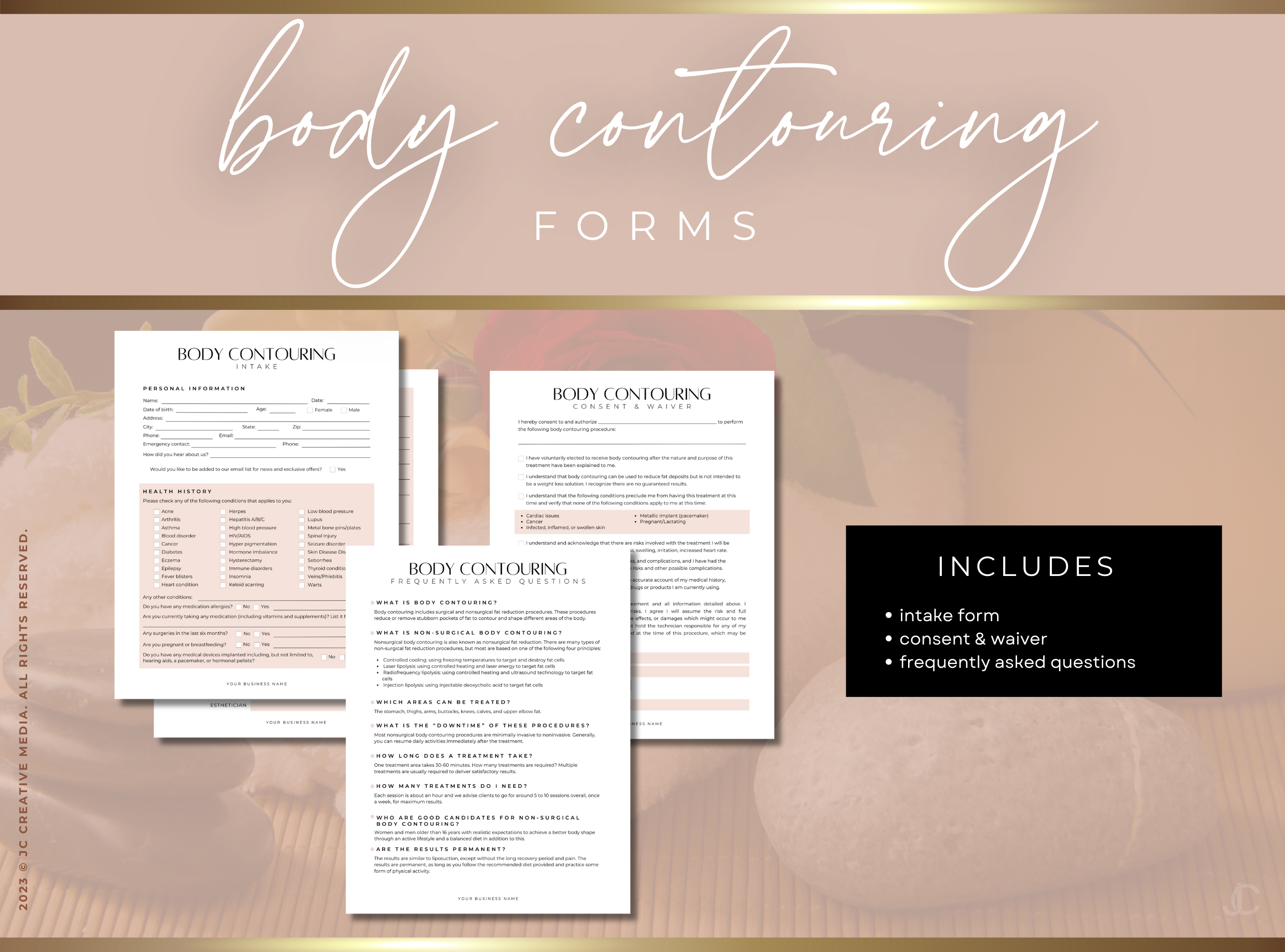 Esthetics Forms for Estheticians & Med Spas (Canva Templates) | Aesthete Collection™ Nudes Edition