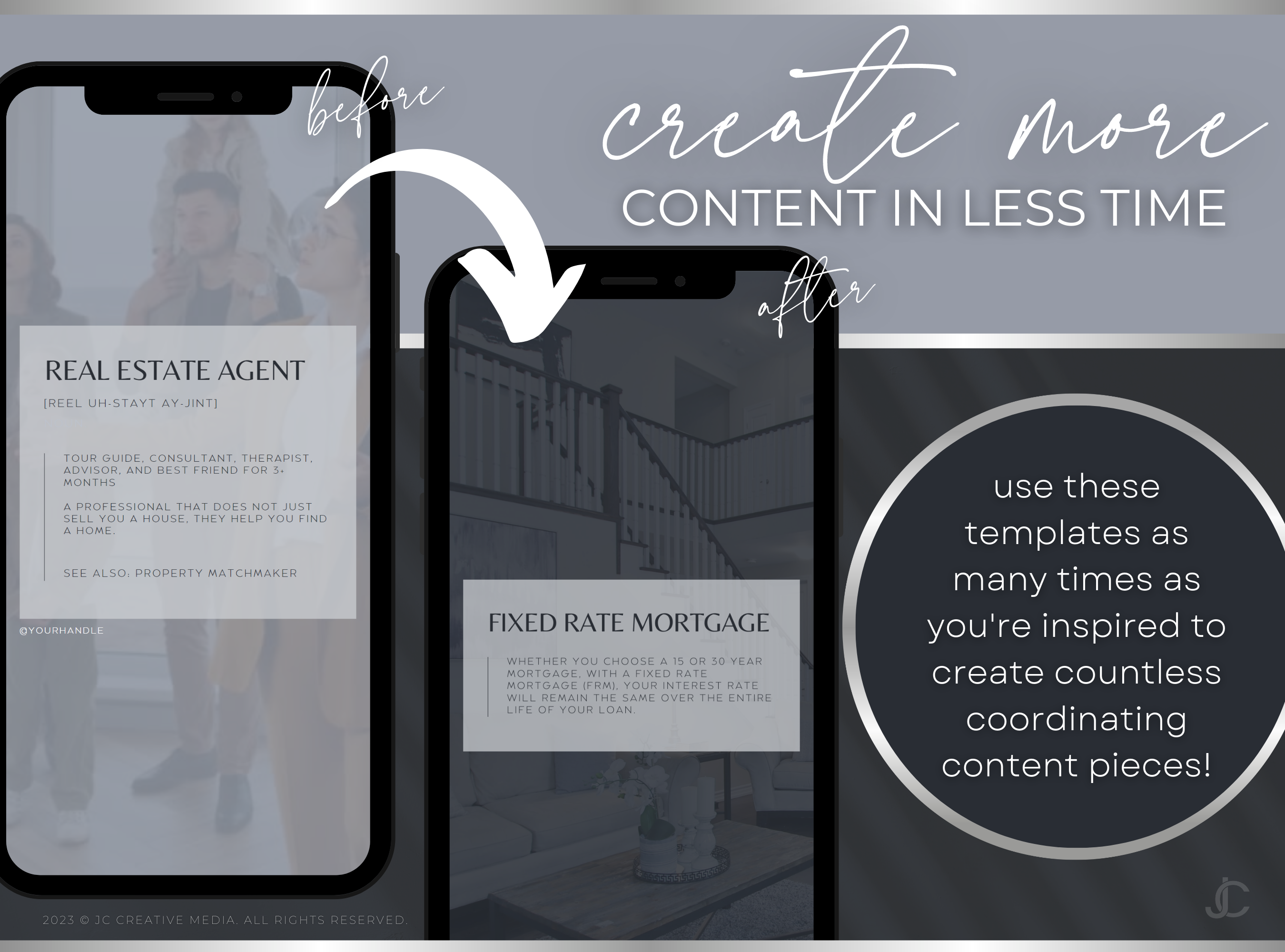 21 Real Estate Marketing Reels Posts: VOL. 1 (Canva Video Templates) | Estate Collection™ Midnight Edition